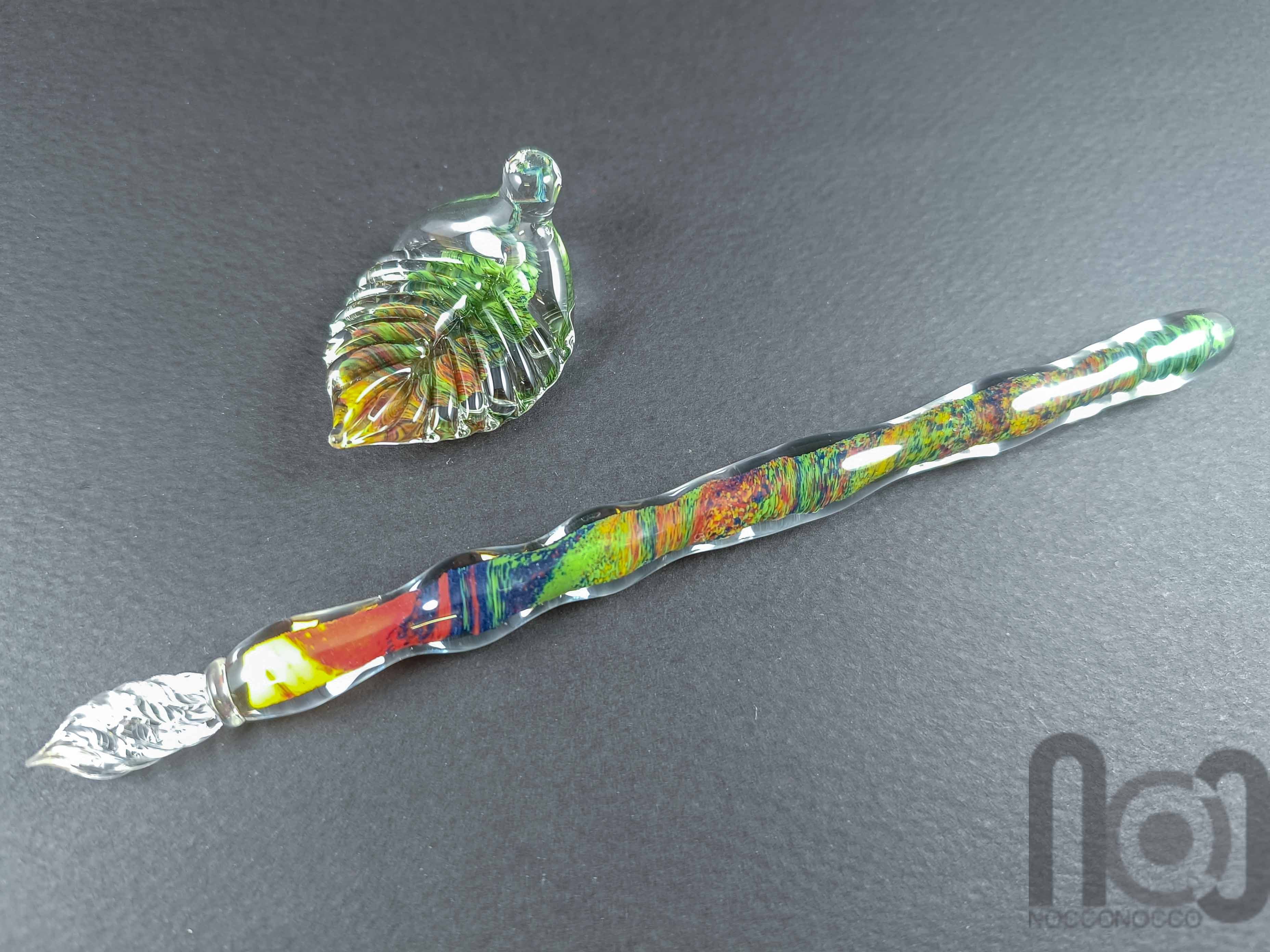 Colorful Glass Dip Pen, v94 — handmade borosilicate glass by NoccoNocco, detail view 2 of 5, made in Greece