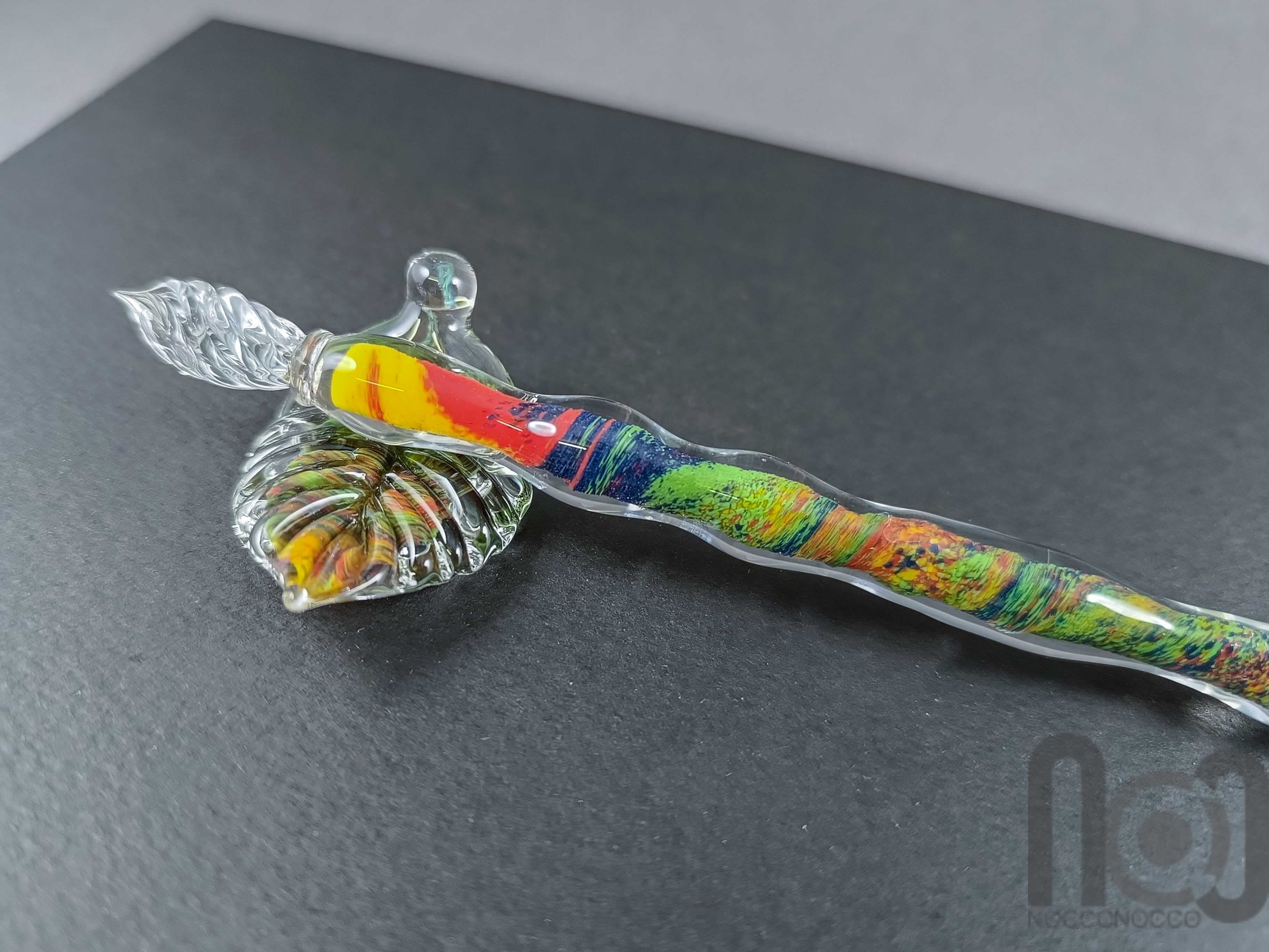 Colorful Glass Dip Pen, v94 — handmade borosilicate glass by NoccoNocco, detail view 5 of 5, made in Greece