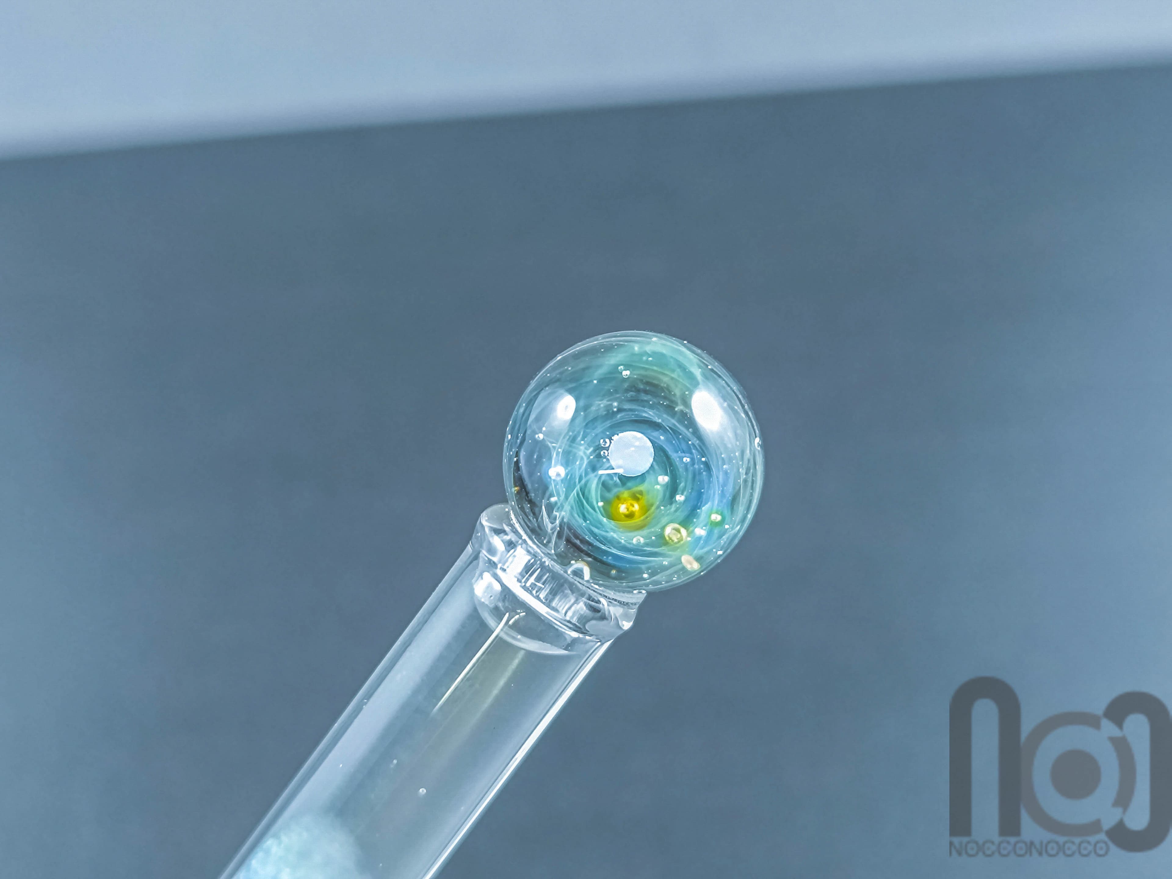 Hollow Glass Dip Pen with Crushed Opal, v099 — handmade borosilicate glass by NoccoNocco, detail view 5 of 5, made in Greece