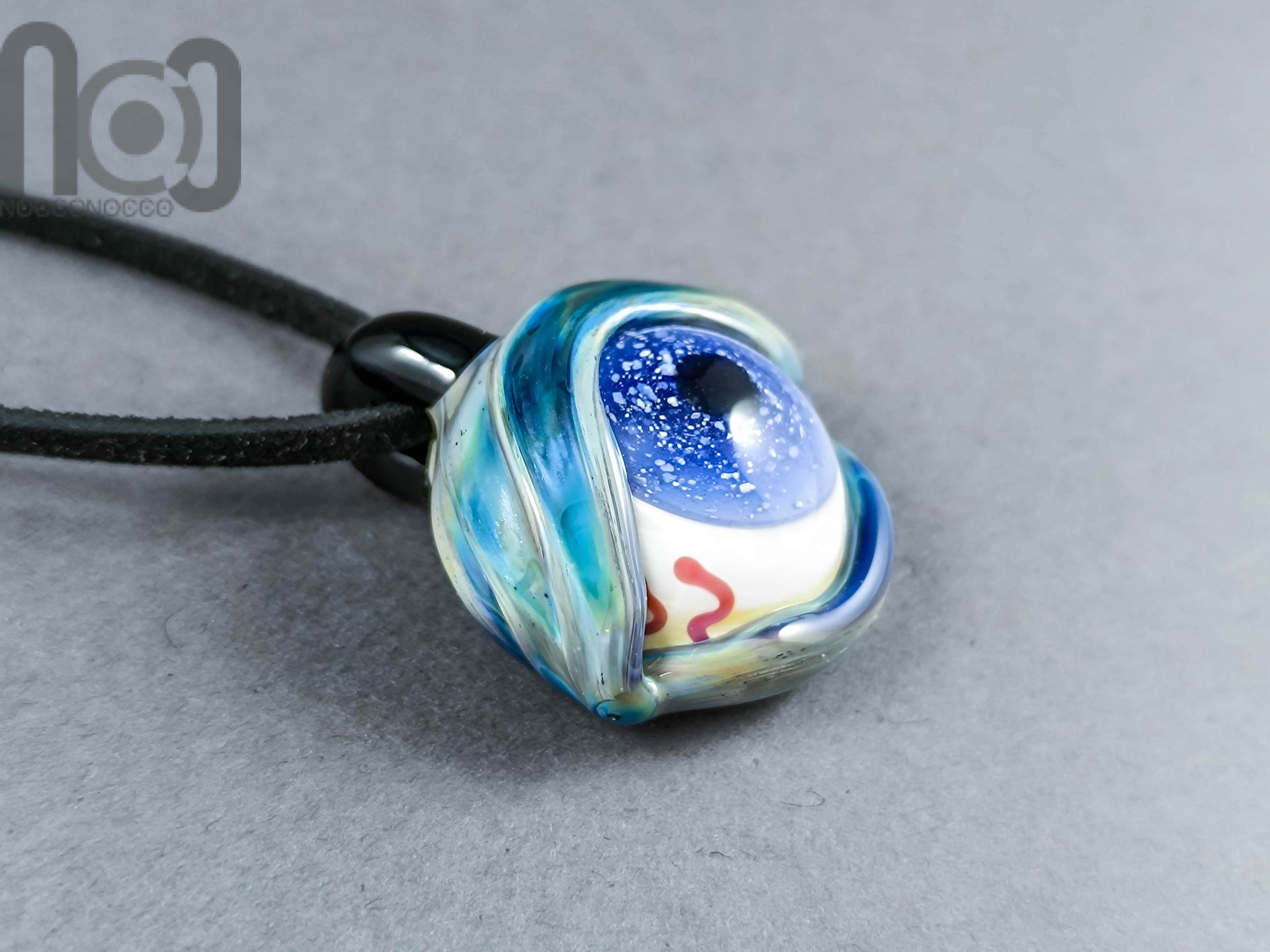 Eyeball Pendant, v321 — handmade borosilicate glass by NoccoNocco, detail view 2 of 4, made in Greece