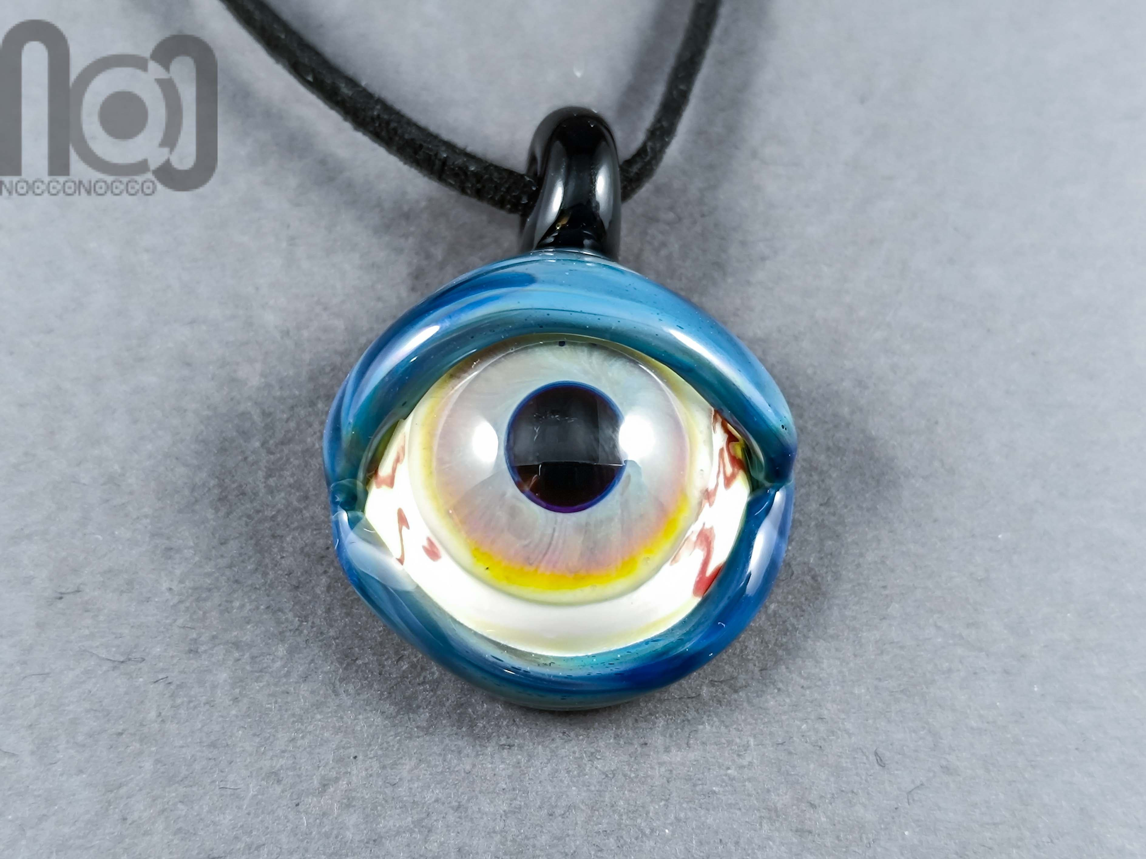 Eyeball Pendant, v322 — handmade borosilicate glass by NoccoNocco, main view, made in Greece