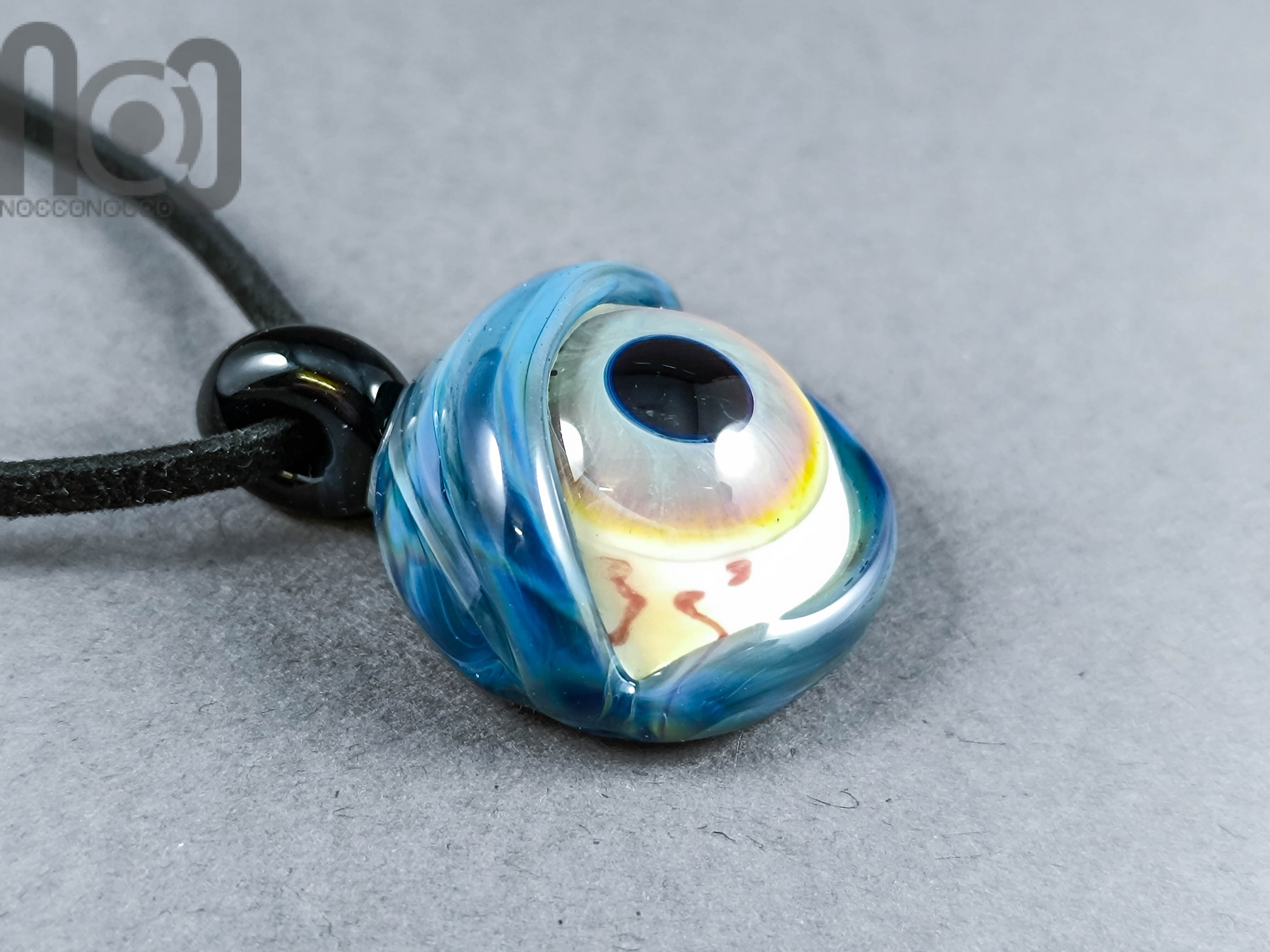 Eyeball Pendant, v322 — handmade borosilicate glass by NoccoNocco, detail view 2 of 5, made in Greece