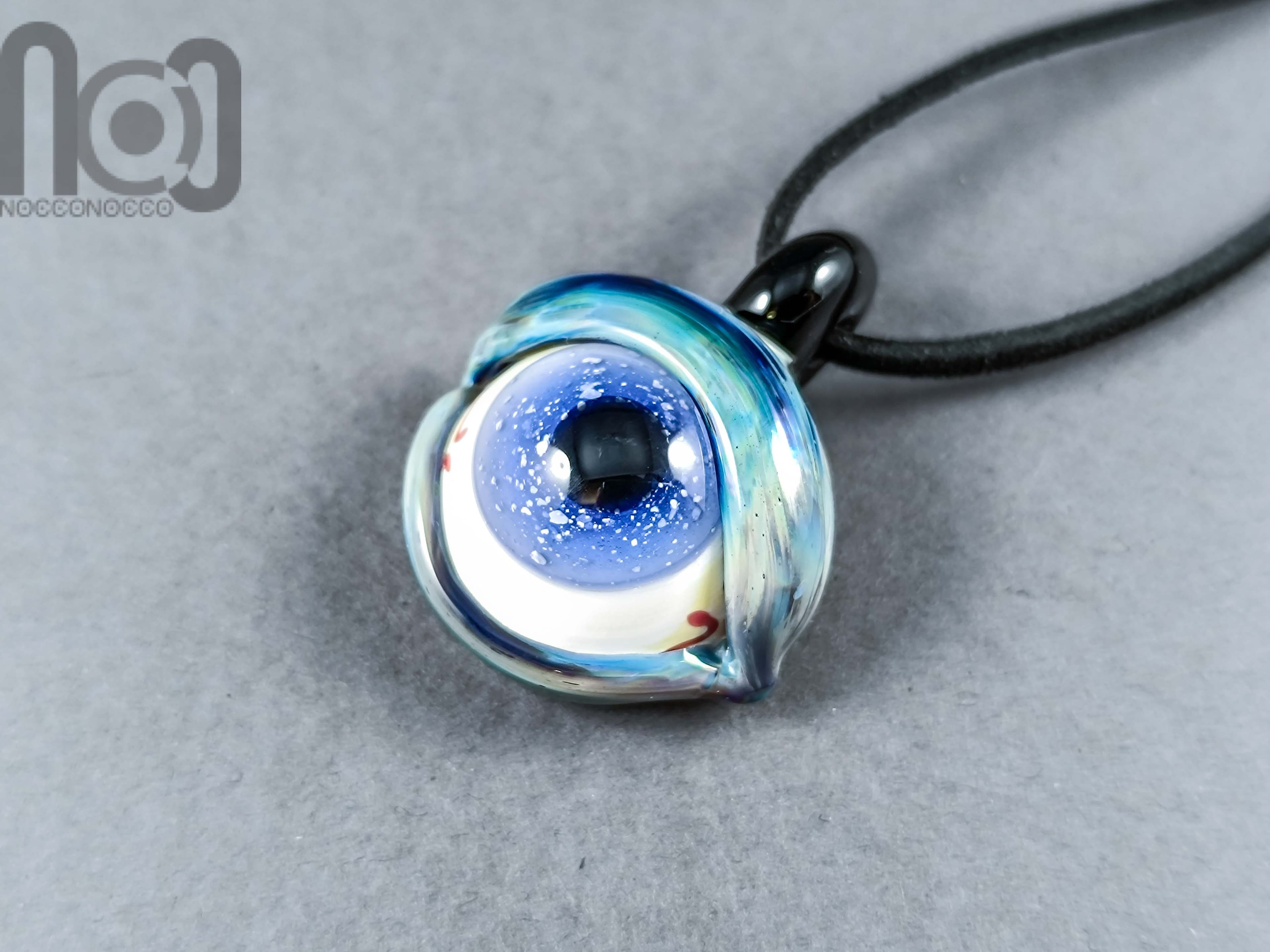Eyeball Pendant, v323 — handmade borosilicate glass by NoccoNocco, main view, made in Greece