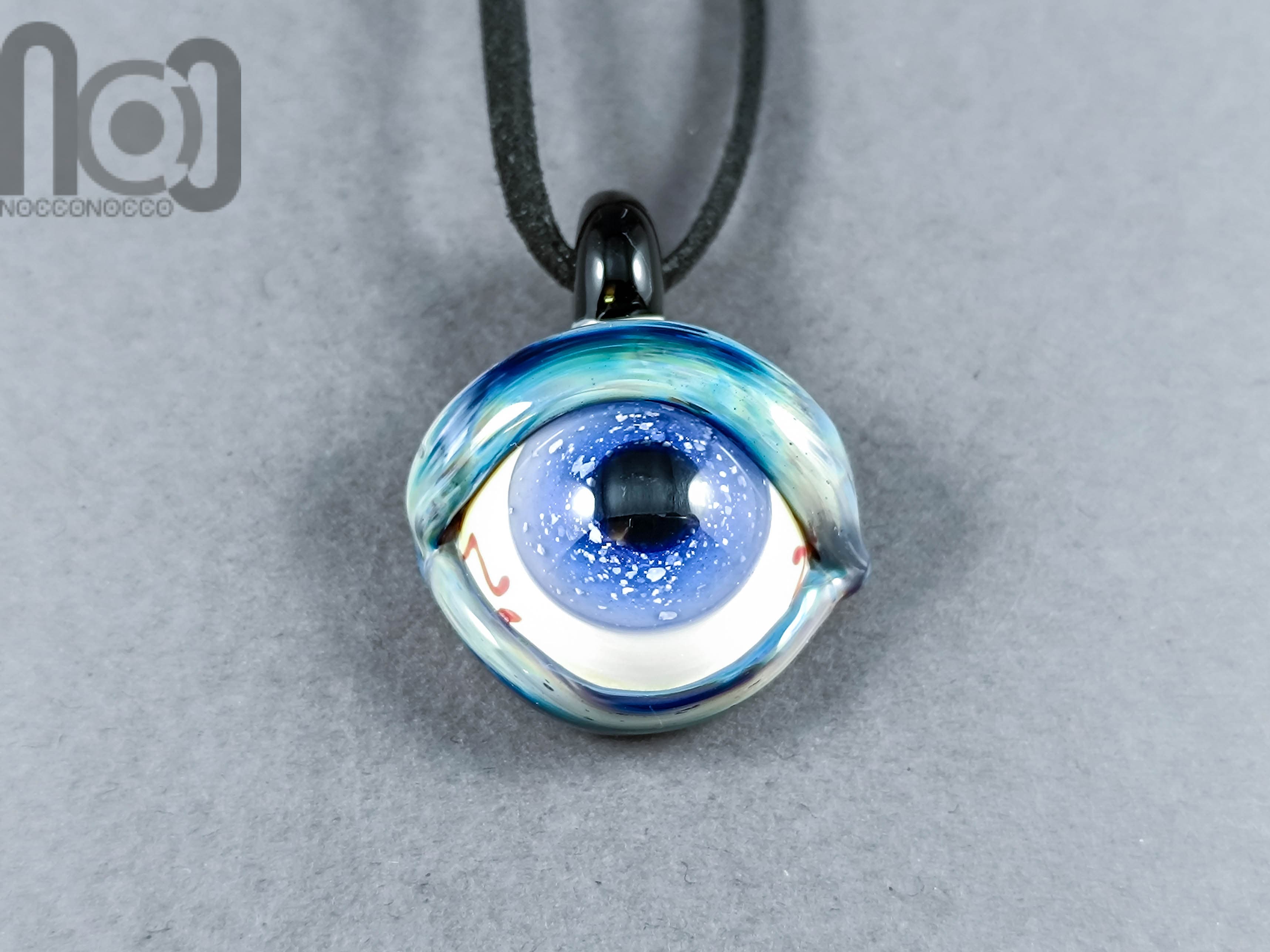 Eyeball Pendant, v323 — handmade borosilicate glass by NoccoNocco, detail view 2 of 5, made in Greece