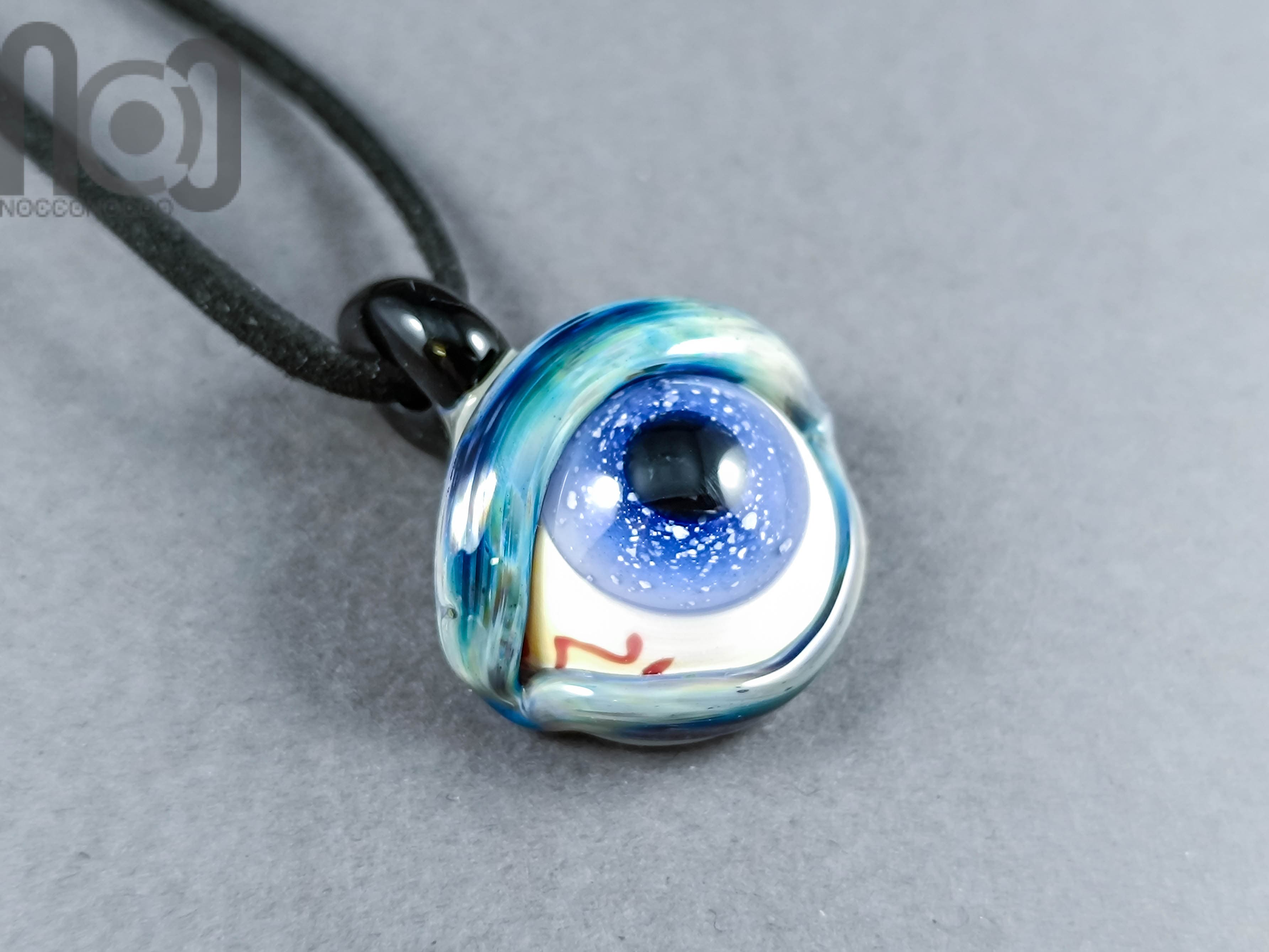 Eyeball Pendant, v323 — handmade borosilicate glass by NoccoNocco, detail view 3 of 5, made in Greece
