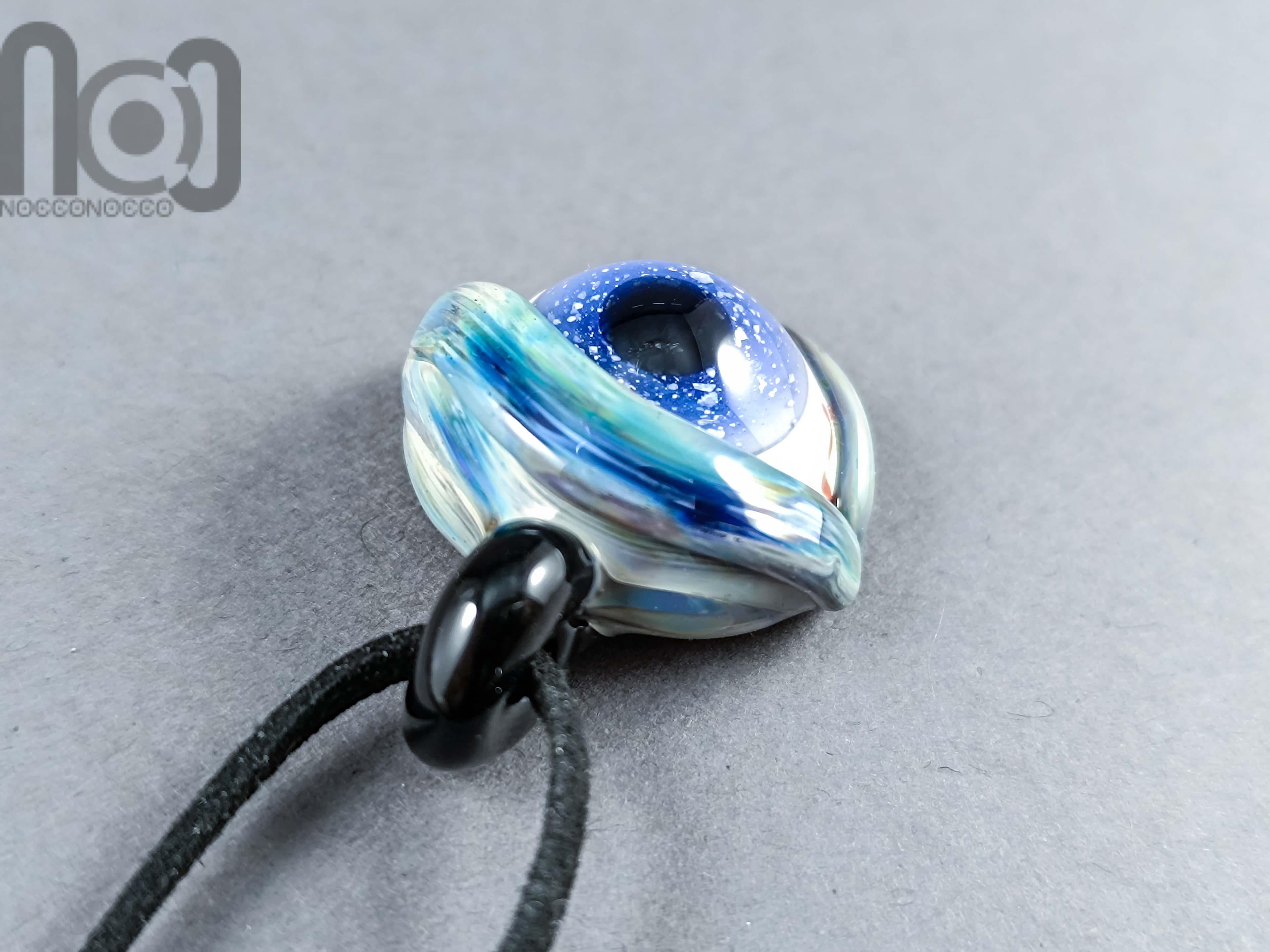 Eyeball Pendant, v323 — handmade borosilicate glass by NoccoNocco, detail view 4 of 5, made in Greece