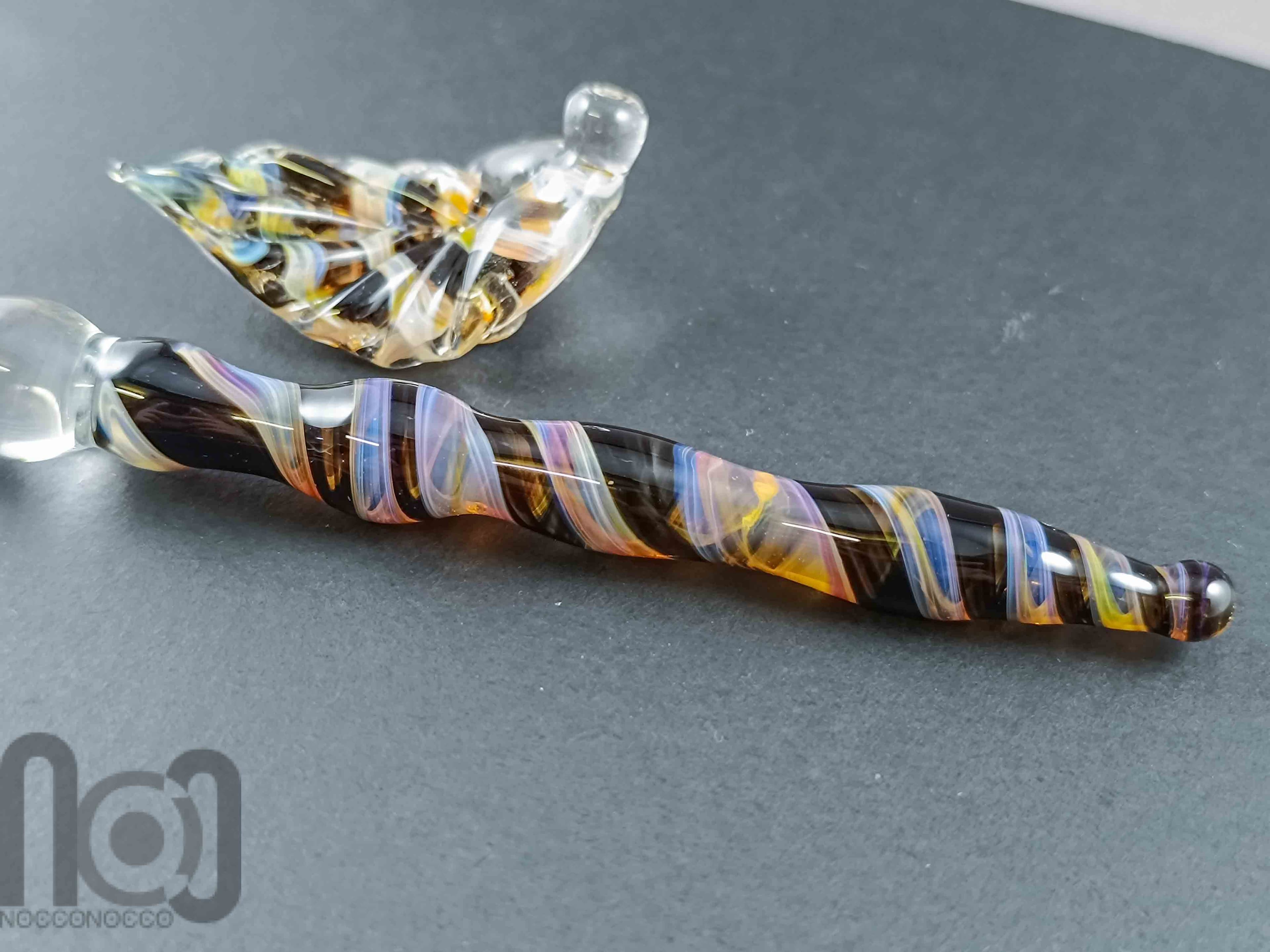 Handmade Glass Dip Pen with Opal — handmade borosilicate glass by NoccoNocco, detail view 4 of 4, made in Greece