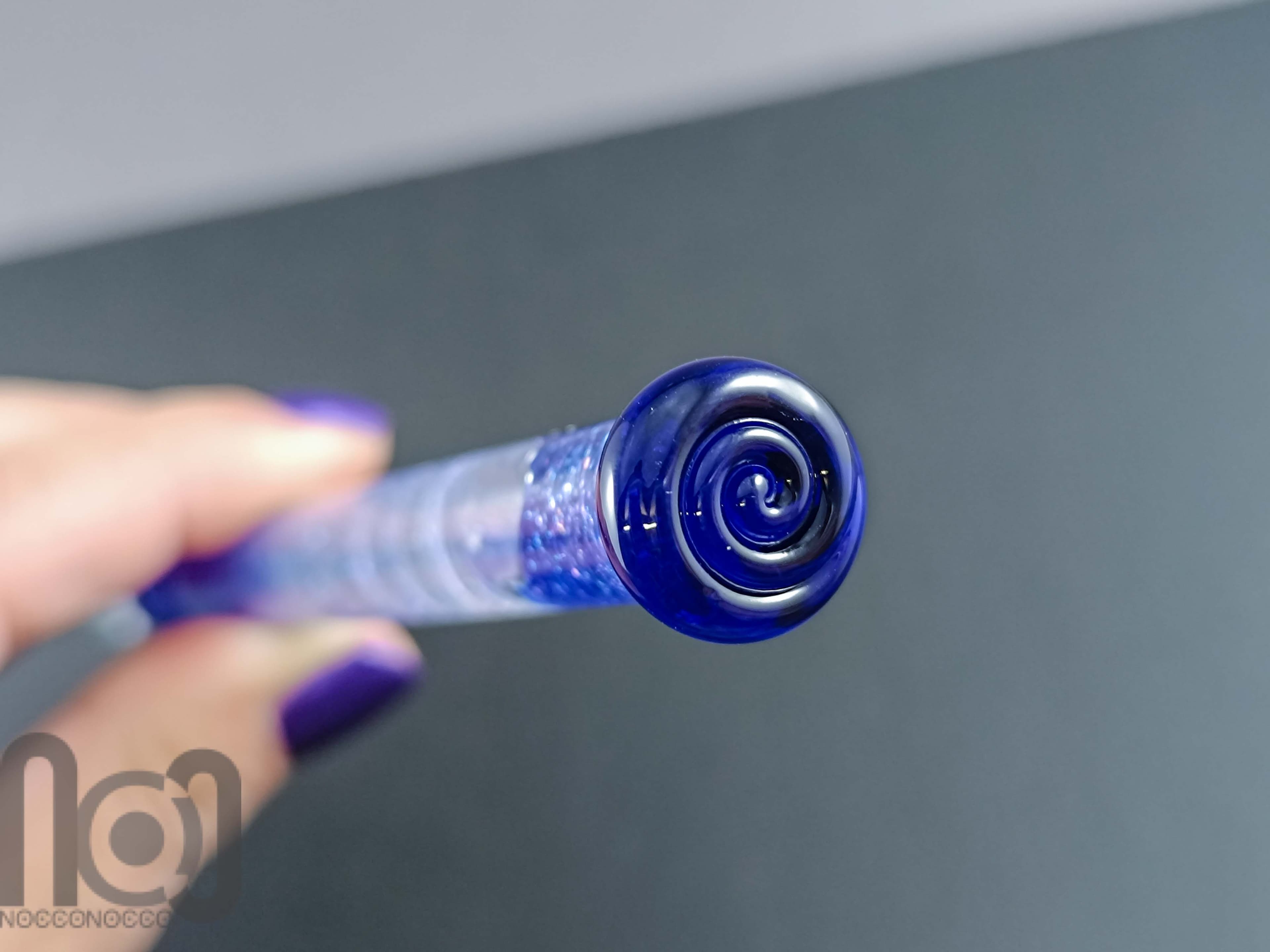 Handmade Glass Dip Pen with Crushed Glass and Mica Dust — handmade borosilicate glass by NoccoNocco, detail view 5 of 6, made in Greece