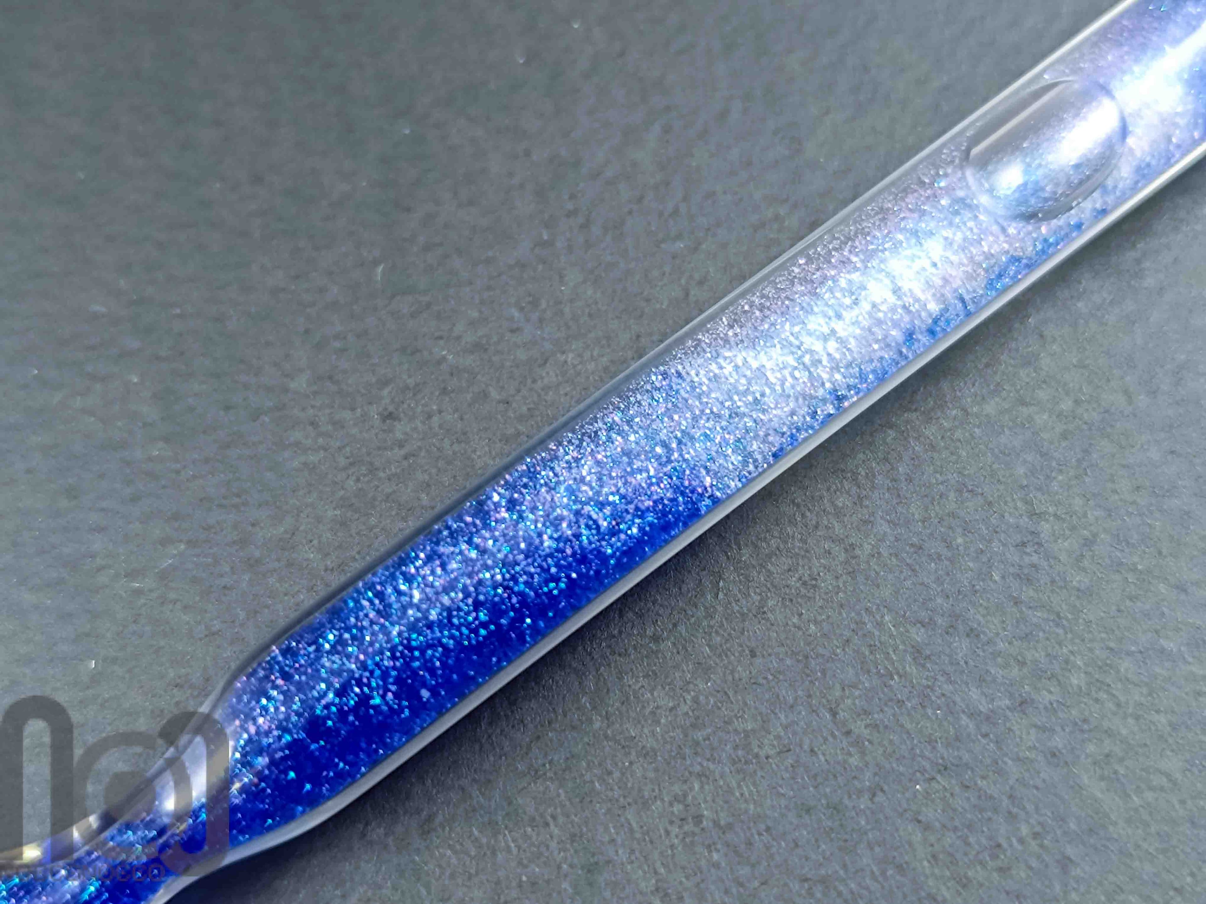Handmade Glass Dip Pen with Crushed Glass and Mica Dust — handmade borosilicate glass by NoccoNocco, detail view 4 of 6, made in Greece