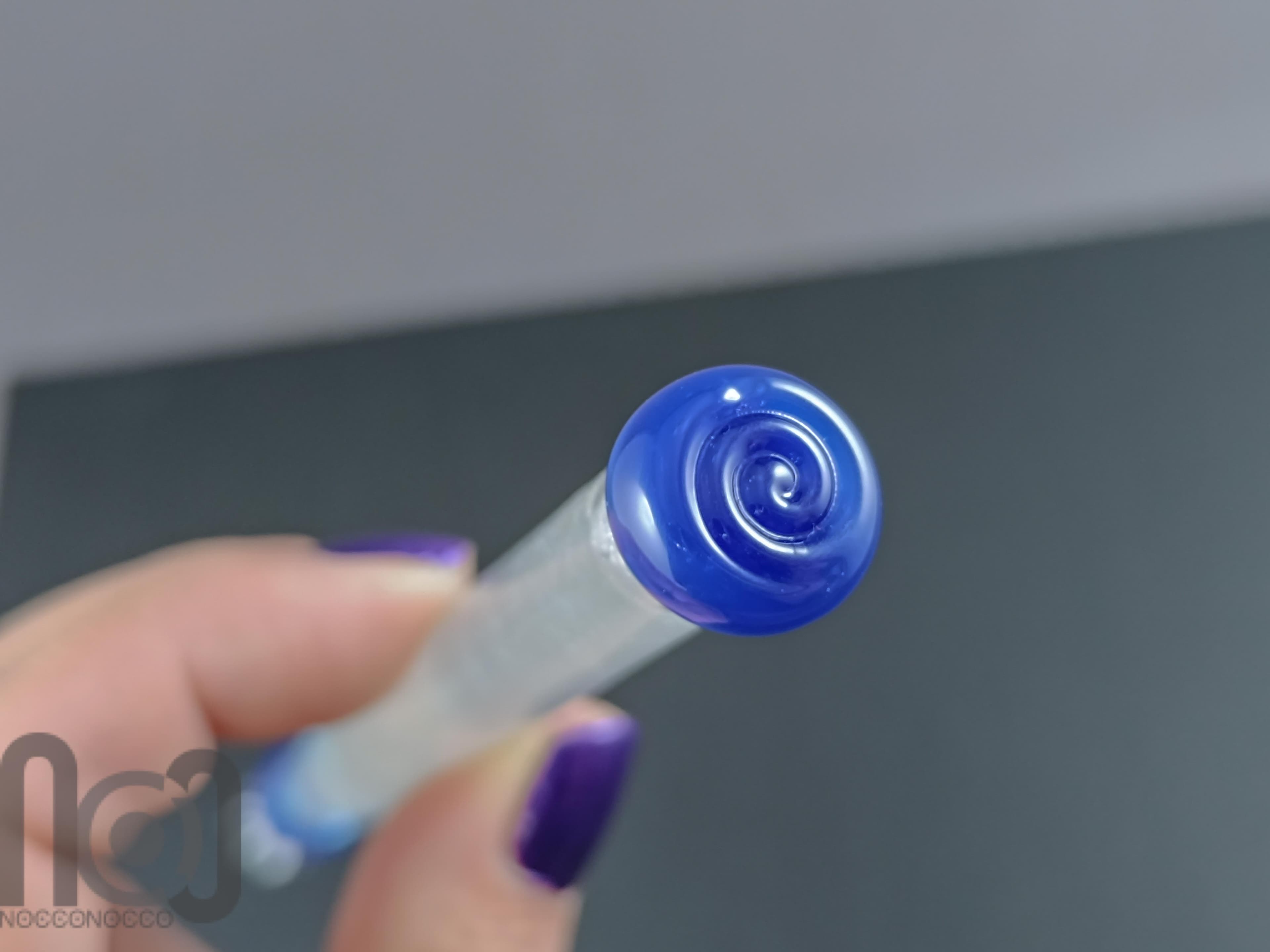 Handmade Glass Dip Pen with Crushed Dichroic Glass — handmade borosilicate glass by NoccoNocco, detail view 5 of 5, made in Greece