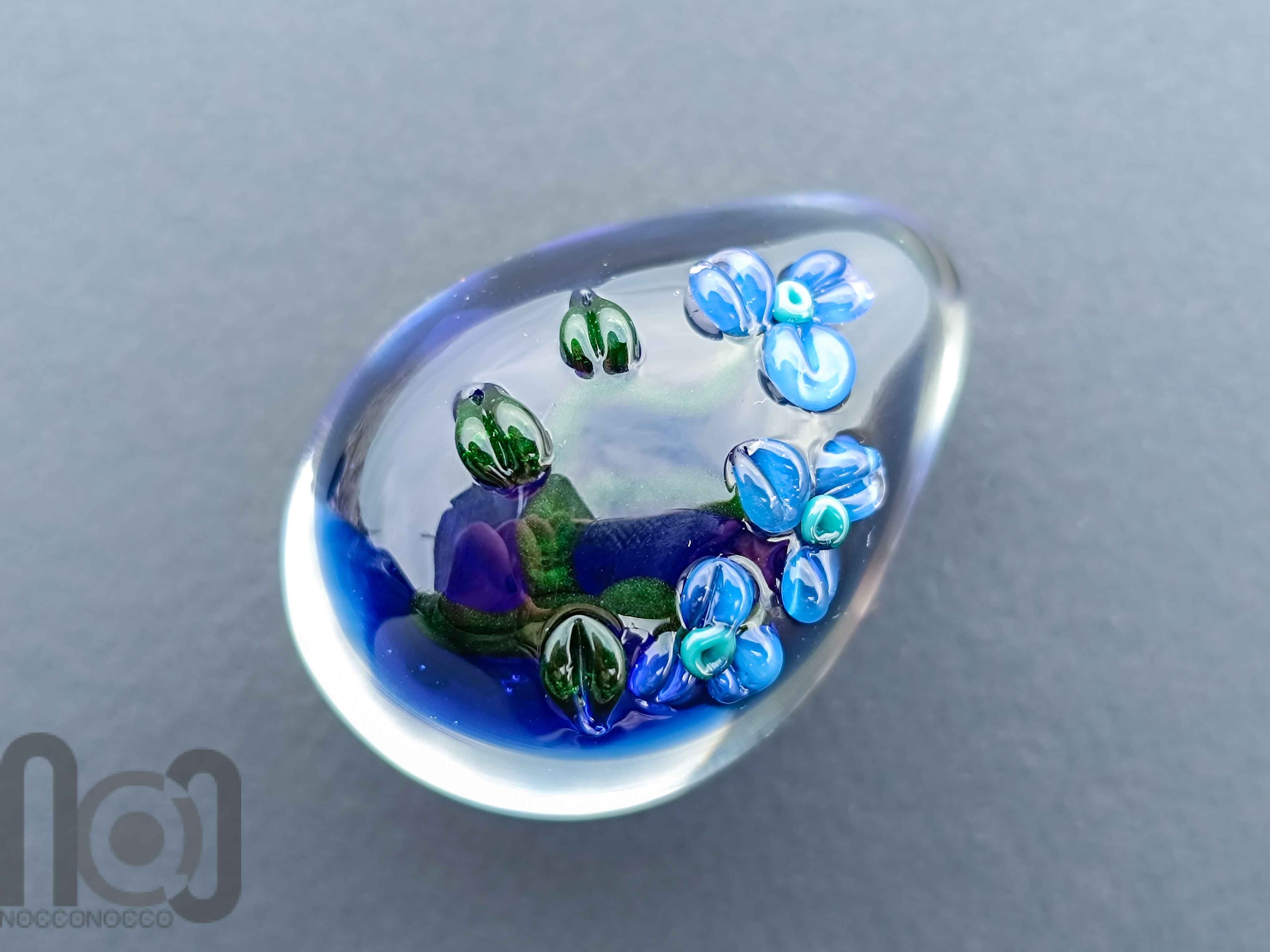 Handmade Glass Galaxy Egg with Opal Planet, v575 — handmade borosilicate glass by NoccoNocco, detail view 5 of 5, made in Greece