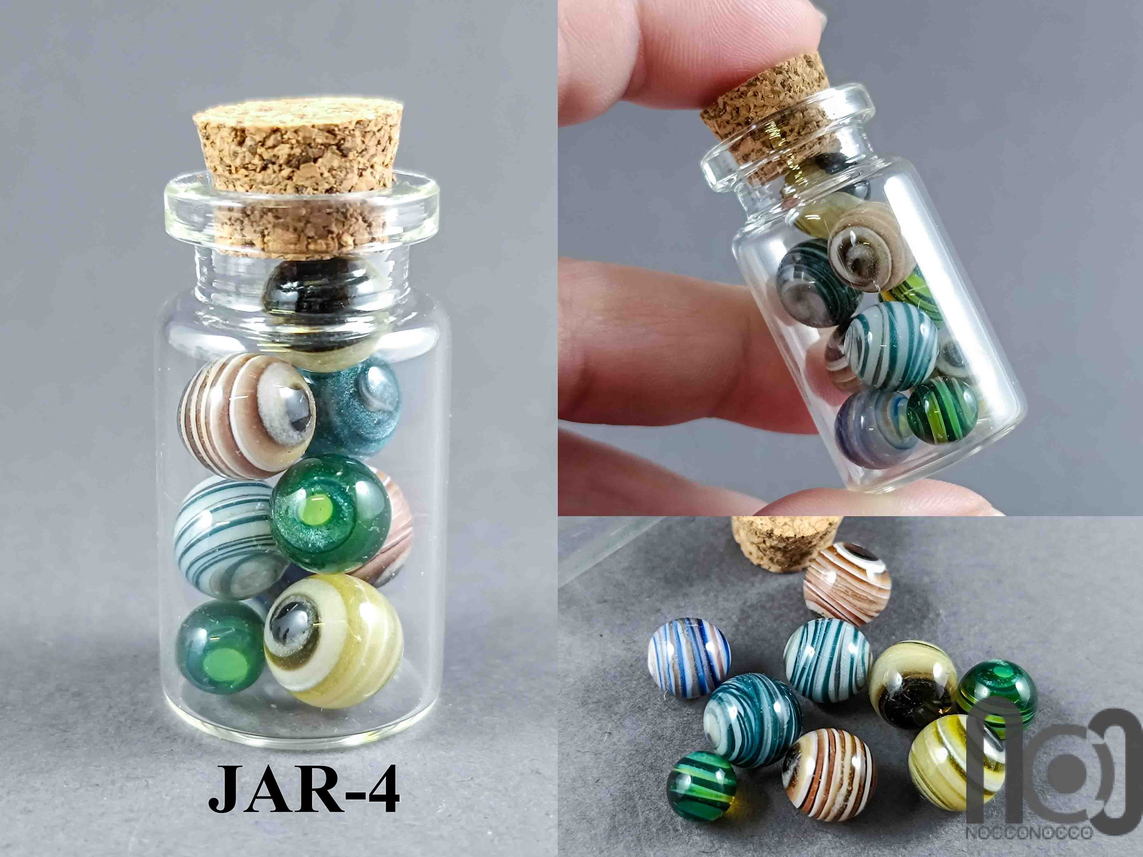 Mini Glass Vial with Handmade Tiny Marbles, v589 — handmade borosilicate glass by NoccoNocco, detail view 2 of 6, made in Greece