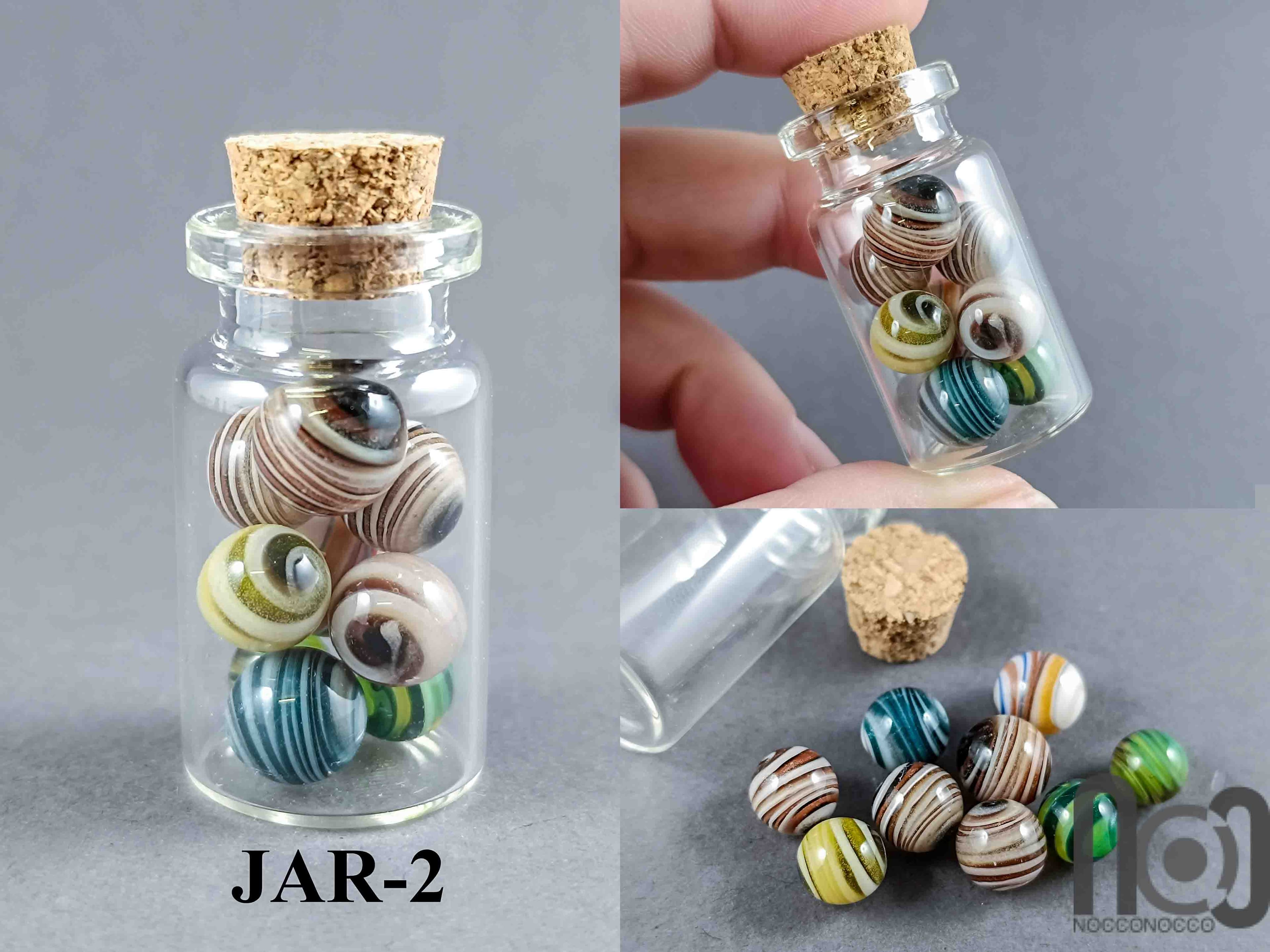 Mini Glass Vial with Handmade Tiny Marbles, v589 — handmade borosilicate glass by NoccoNocco, detail view 6 of 6, made in Greece