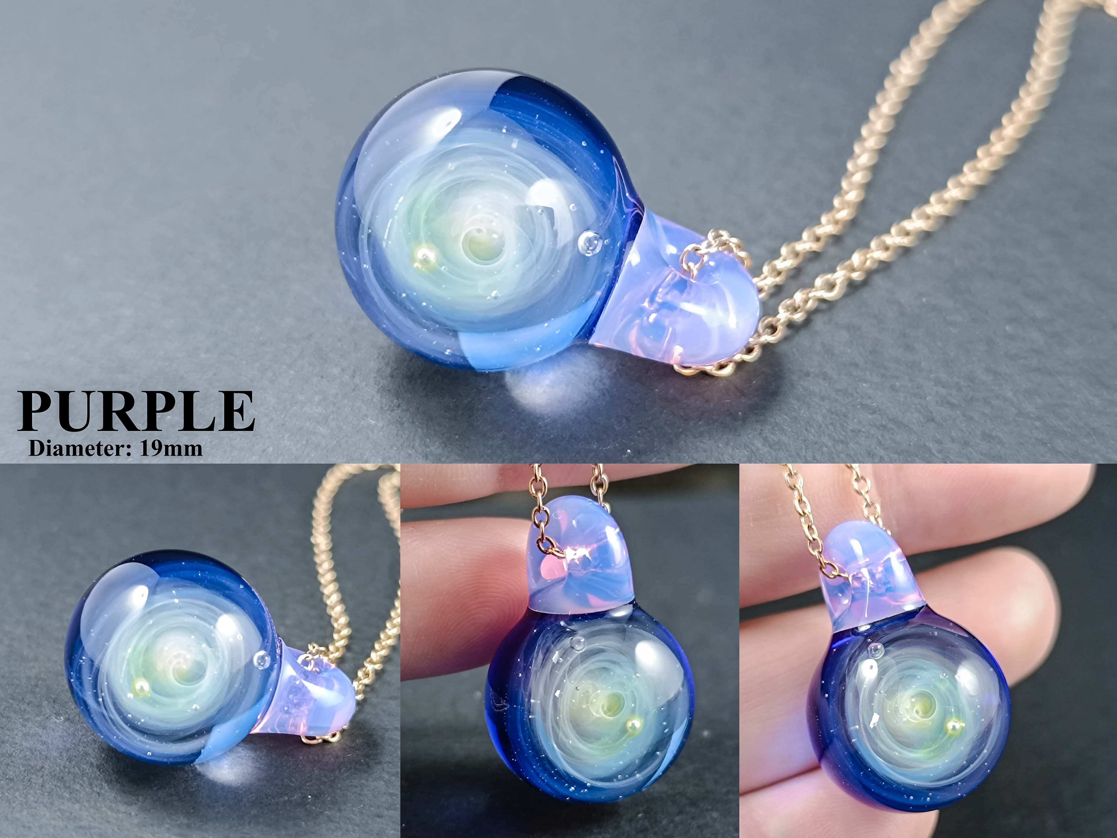 Galaxy Glass Pendant – Silver Fumed Necklace - 404 — handmade borosilicate glass by NoccoNocco, made in Greece
