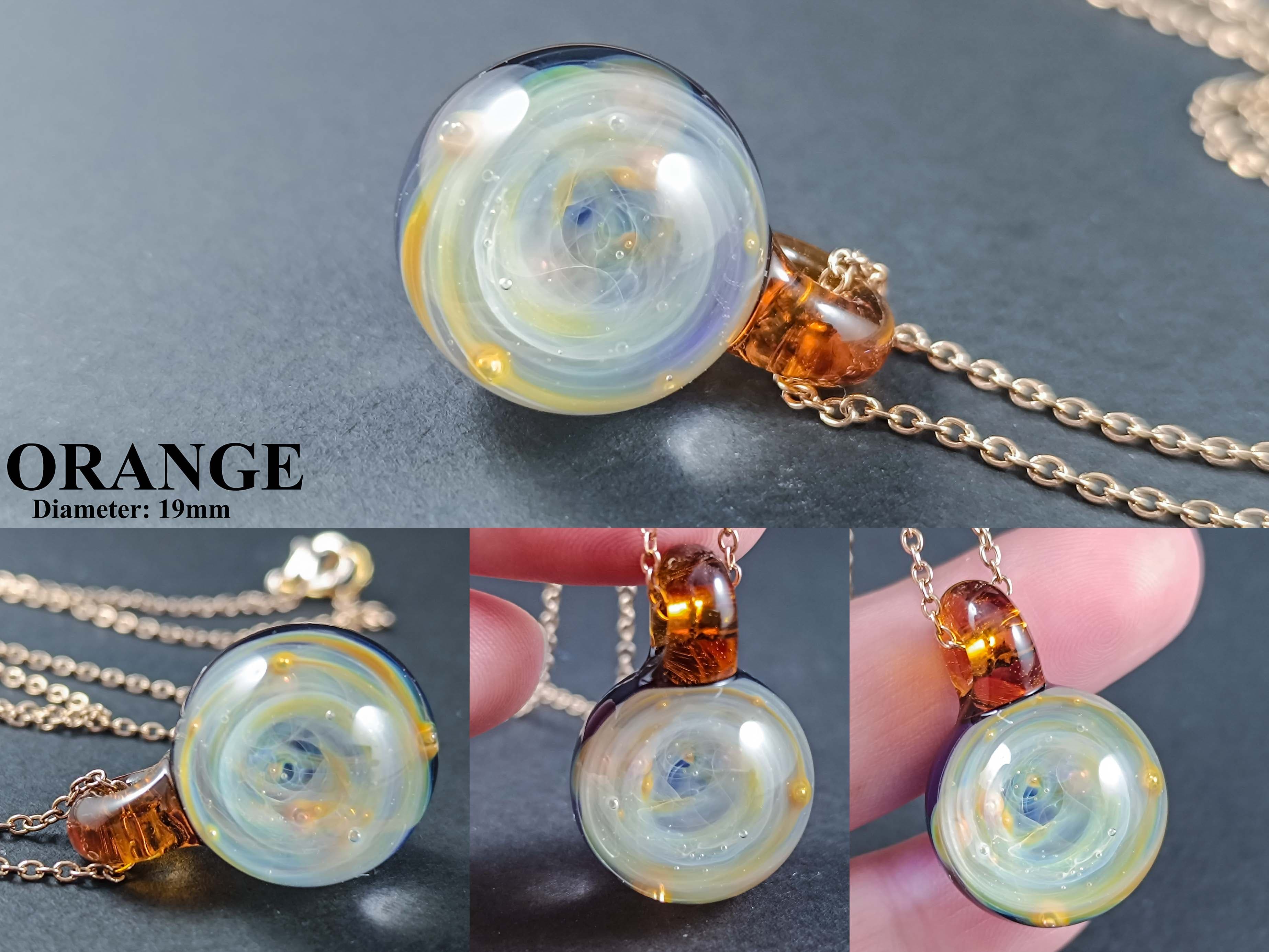 Galaxy Glass Pendant – Silver Fumed Necklace - 416 — handmade borosilicate glass by NoccoNocco, made in Greece
