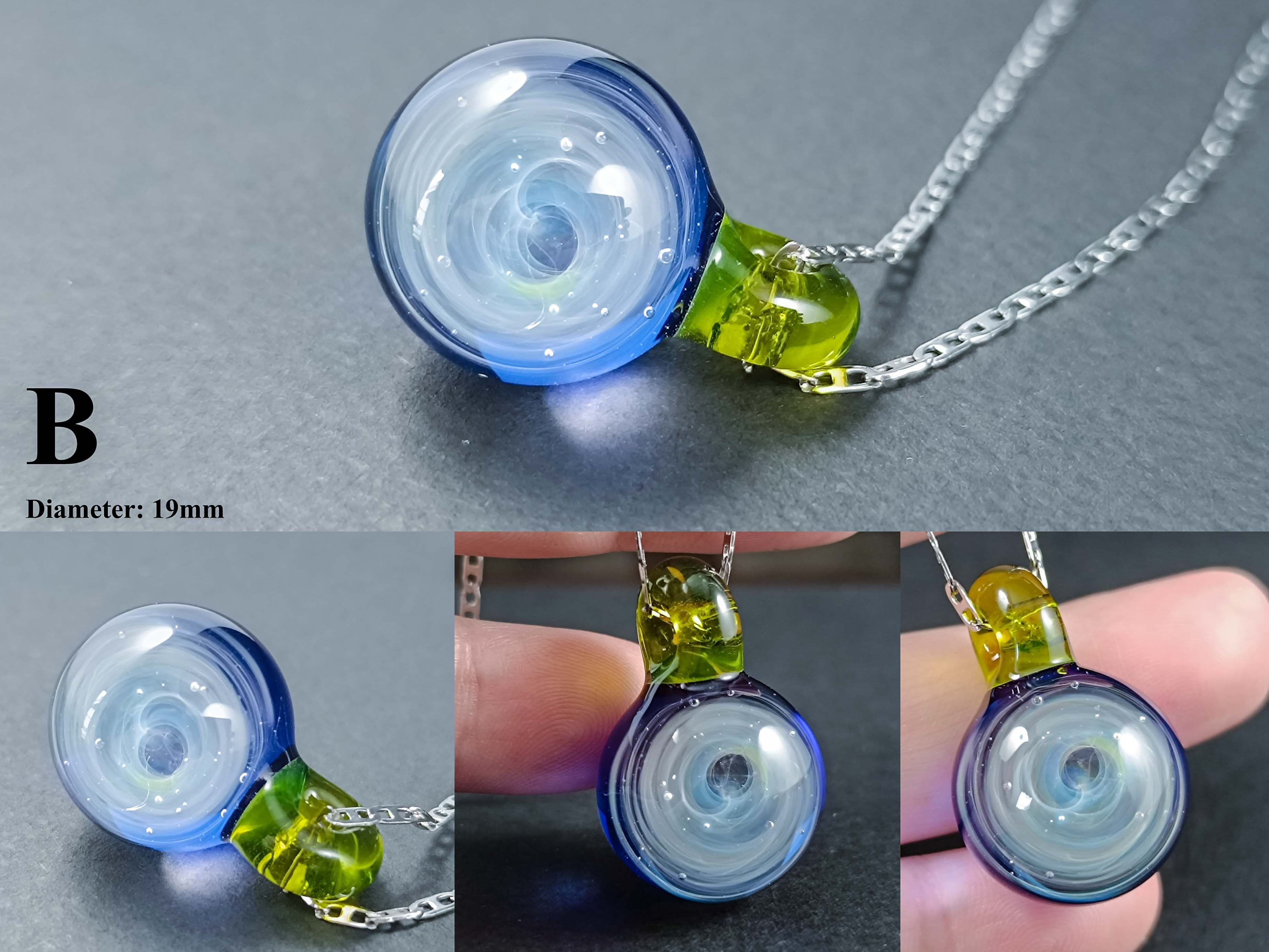 Galaxy Glass Pendant – Silver Fumed Necklace - 410 — handmade borosilicate glass by NoccoNocco, made in Greece