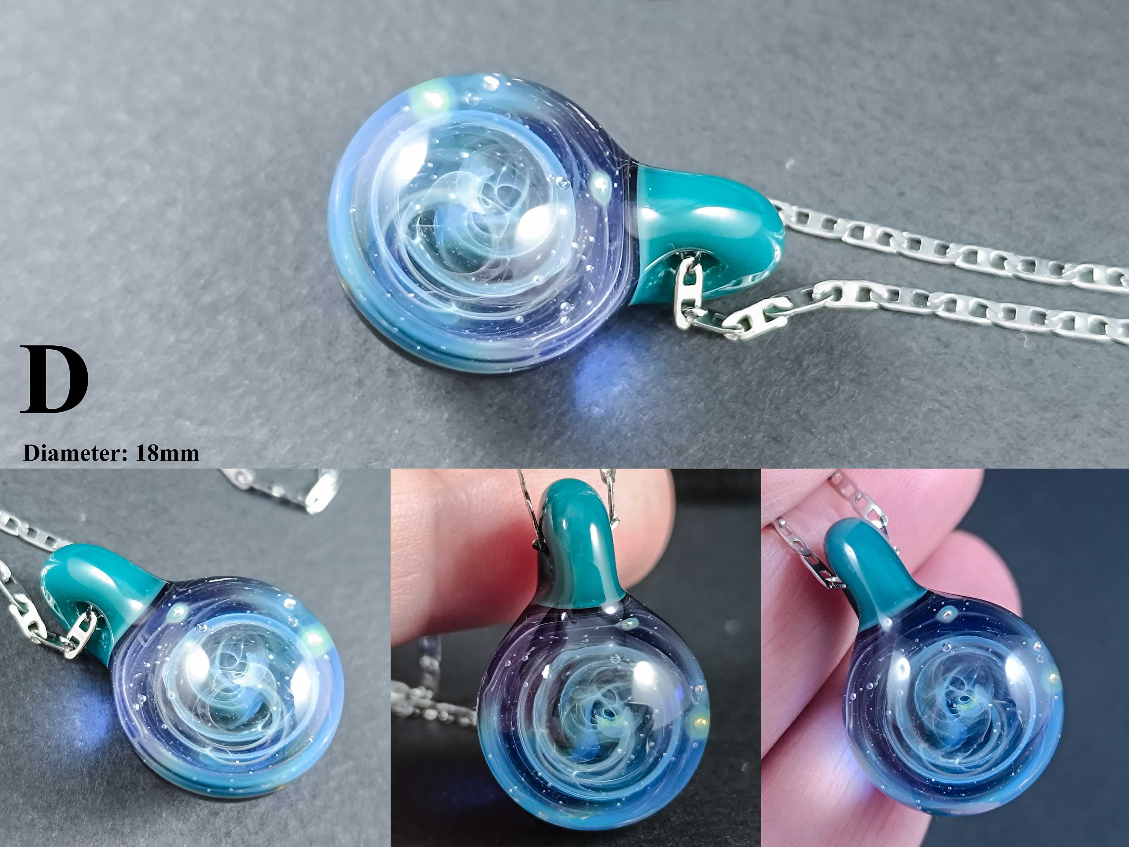 Galaxy Glass Pendant – Silver Fumed Necklace - 421 — handmade borosilicate glass by NoccoNocco, made in Greece