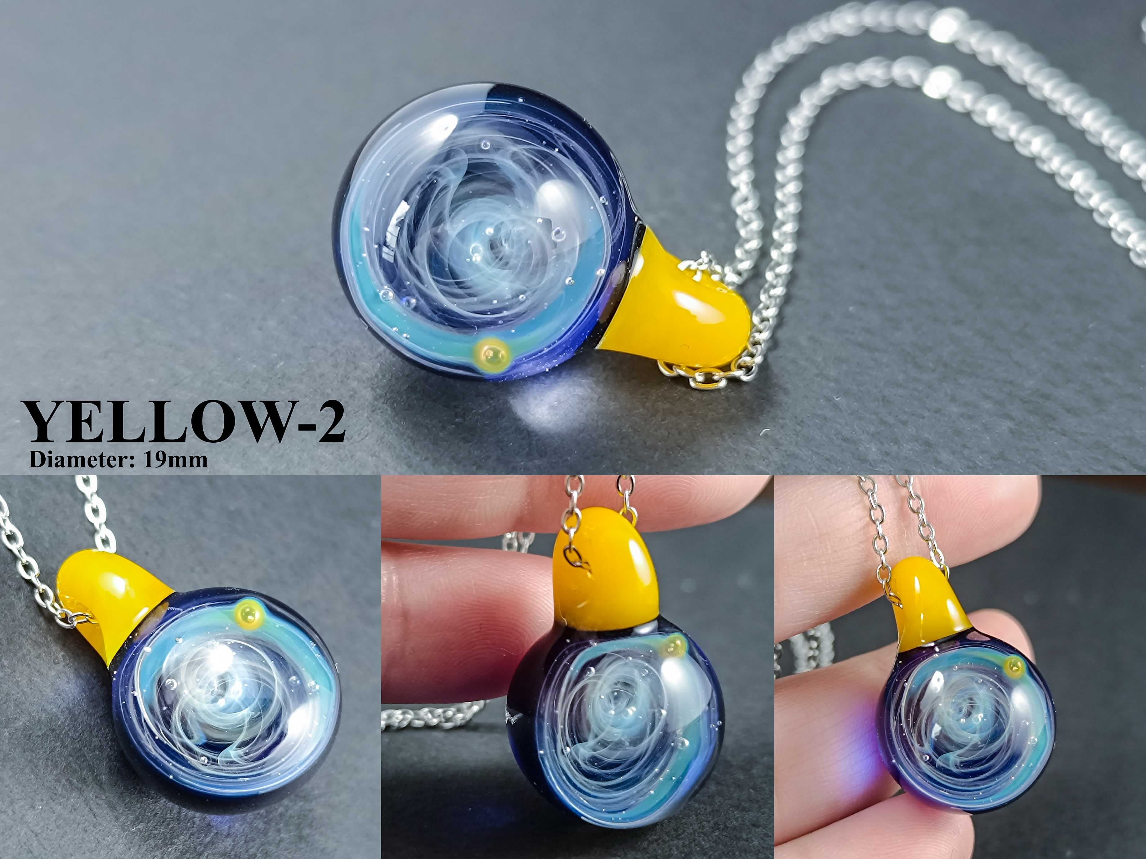 Galaxy Glass Pendant – Silver Fumed Necklace - 414 — handmade borosilicate glass by NoccoNocco, made in Greece