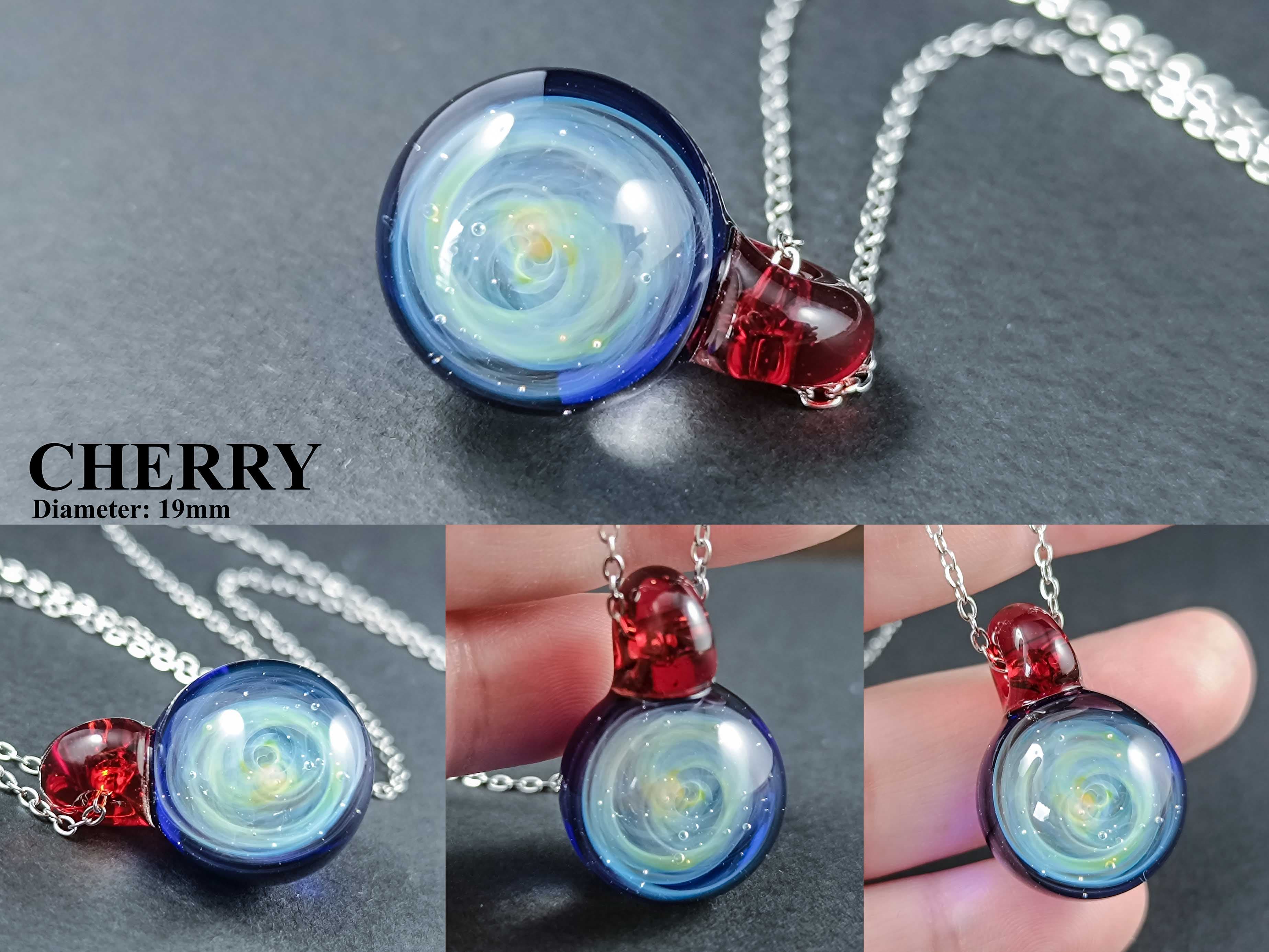 Galaxy Glass Pendant – Silver Fumed Necklace - 415 — handmade borosilicate glass by NoccoNocco, made in Greece