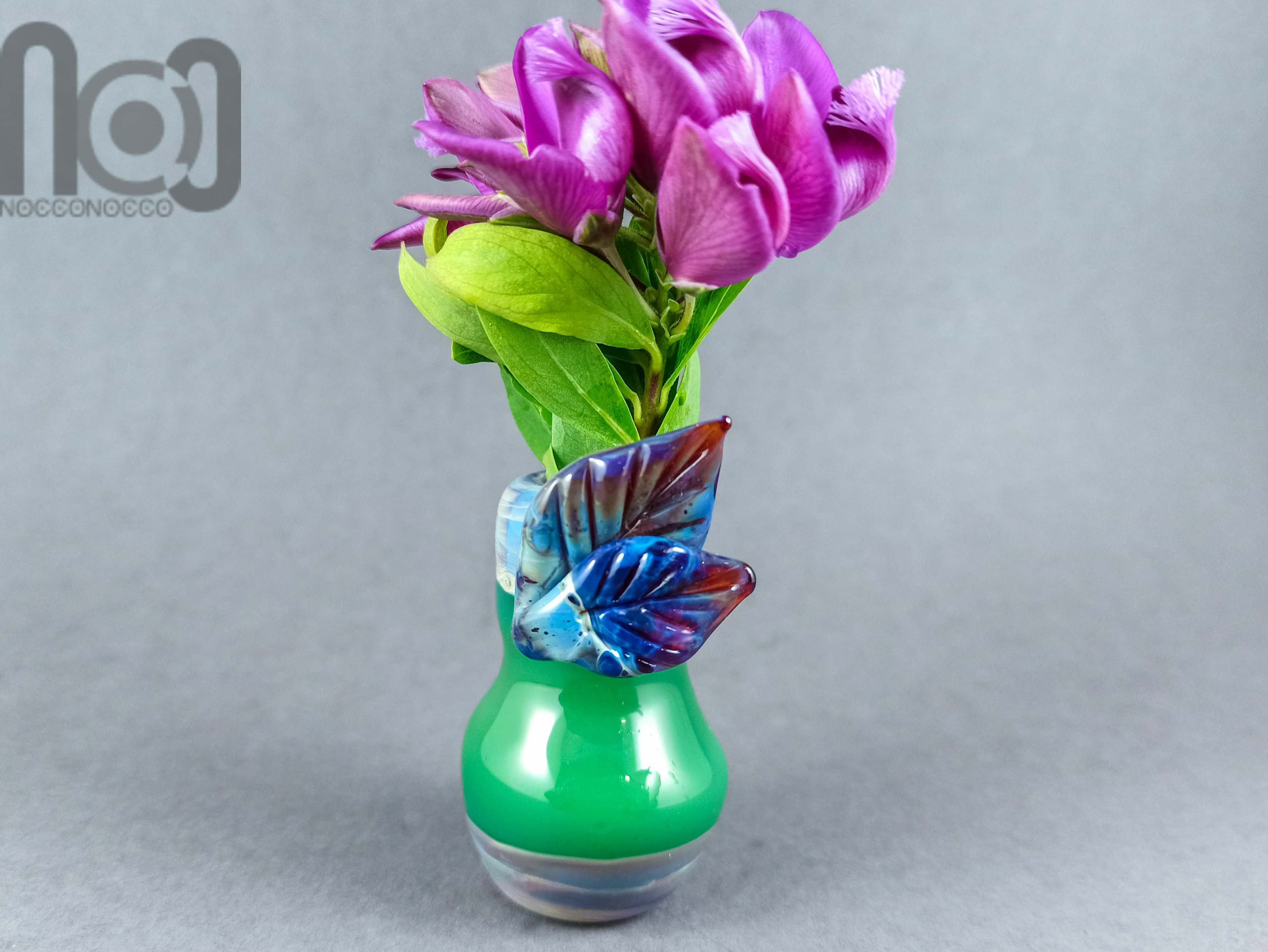Handblown Miniature Vase, v006 — handmade borosilicate glass by NoccoNocco, detail view 2 of 3, made in Greece