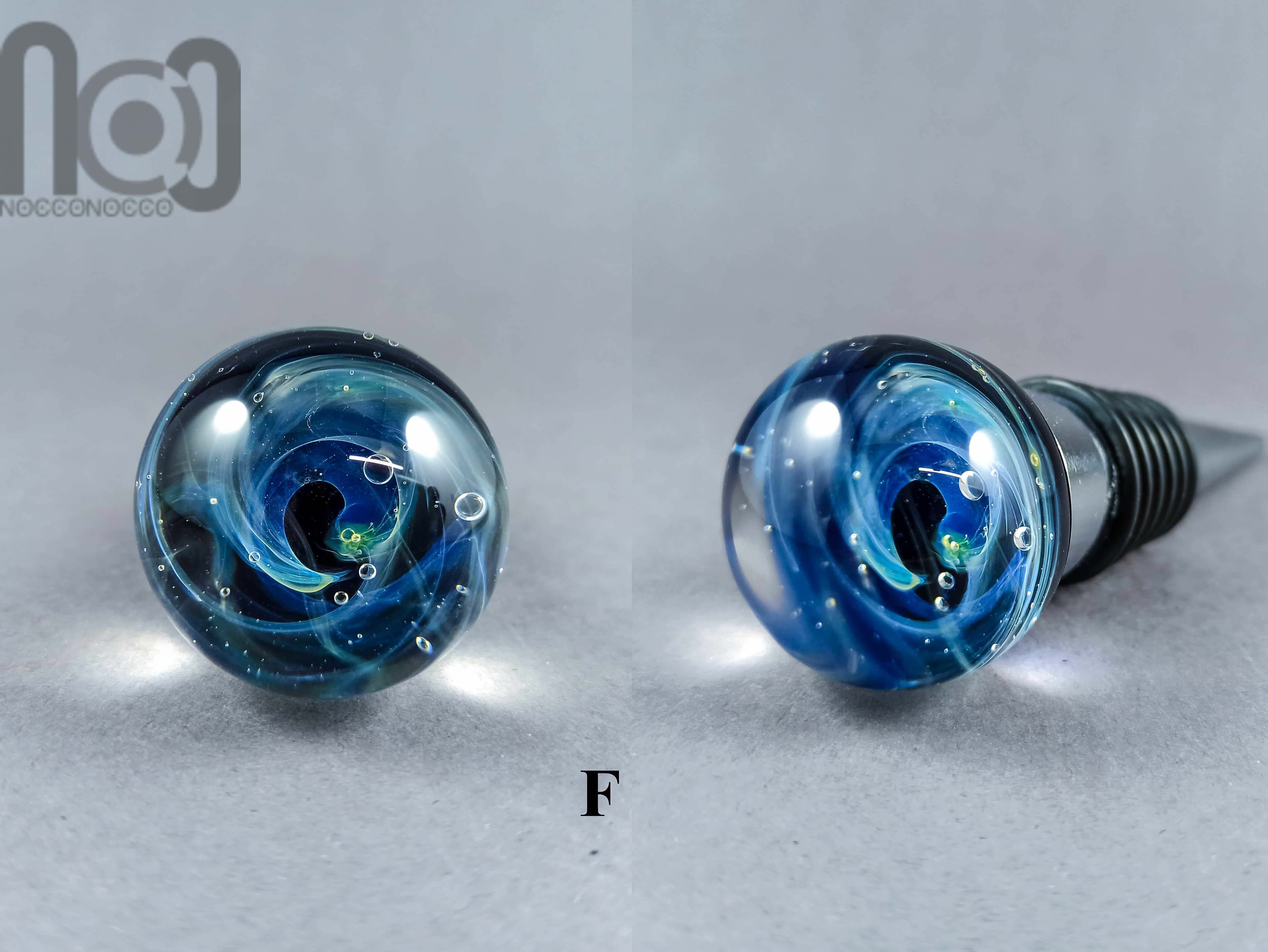 Galaxy Marble Wine Bottle Stopper — handmade borosilicate glass by NoccoNocco, detail view 4 of 6, made in Greece