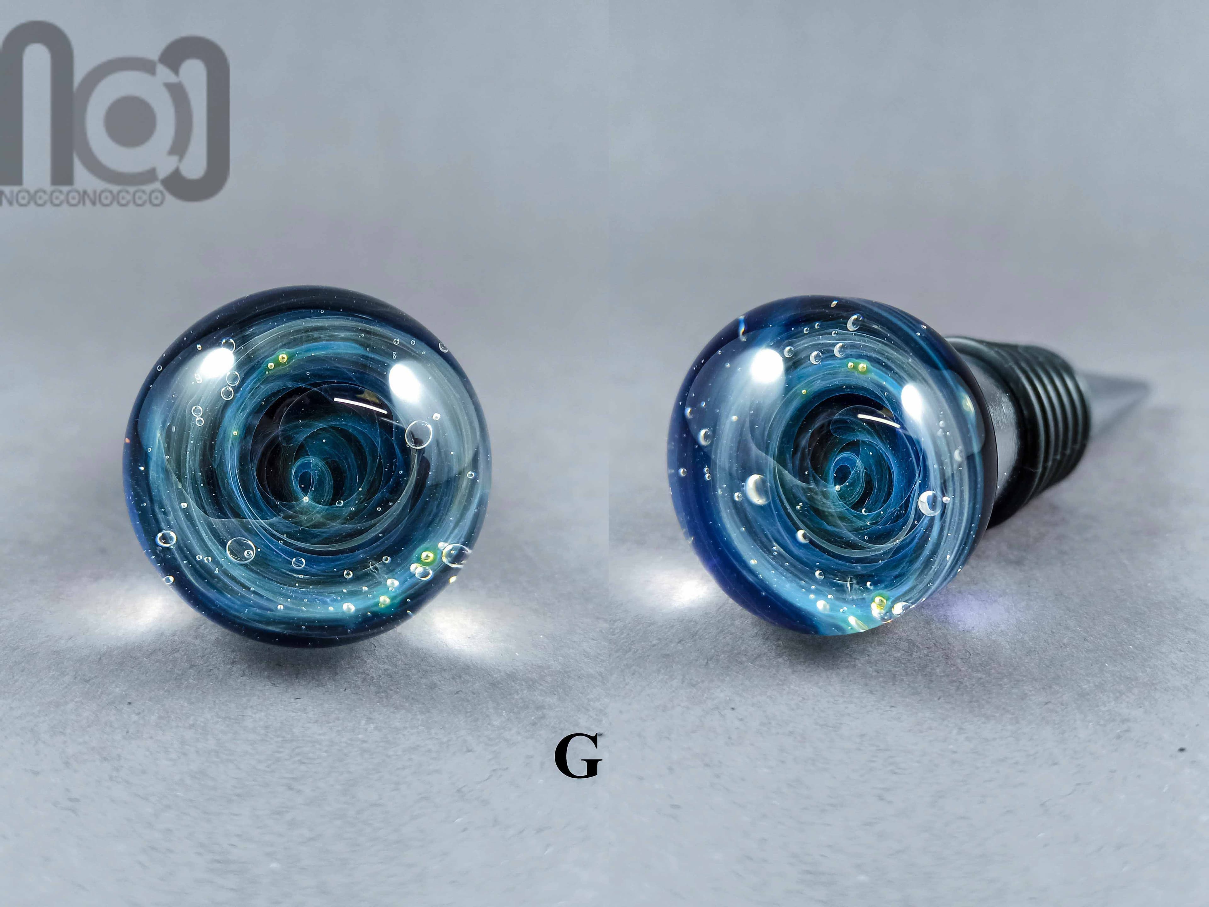Galaxy Marble Wine Bottle Stopper — handmade borosilicate glass by NoccoNocco, detail view 5 of 6, made in Greece