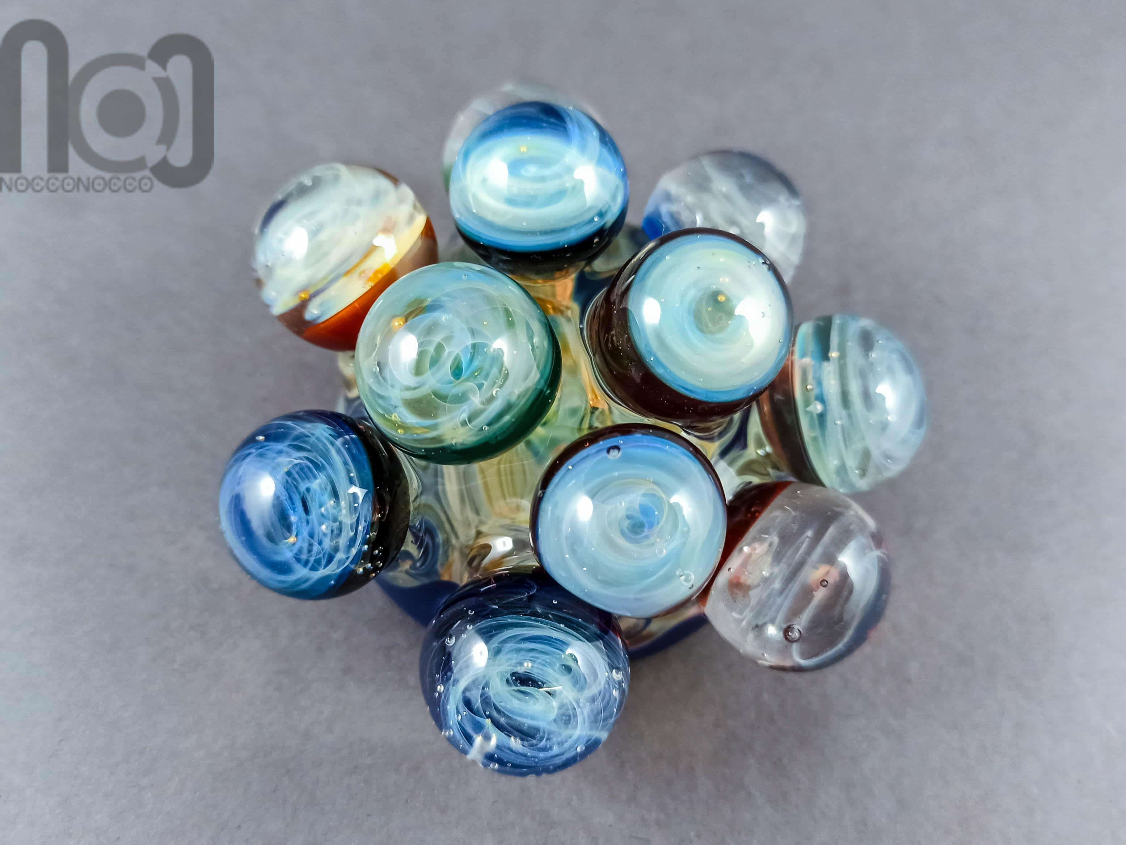 Galaxy Cluster Paperweight, v351 — handmade borosilicate glass by NoccoNocco, made in Greece