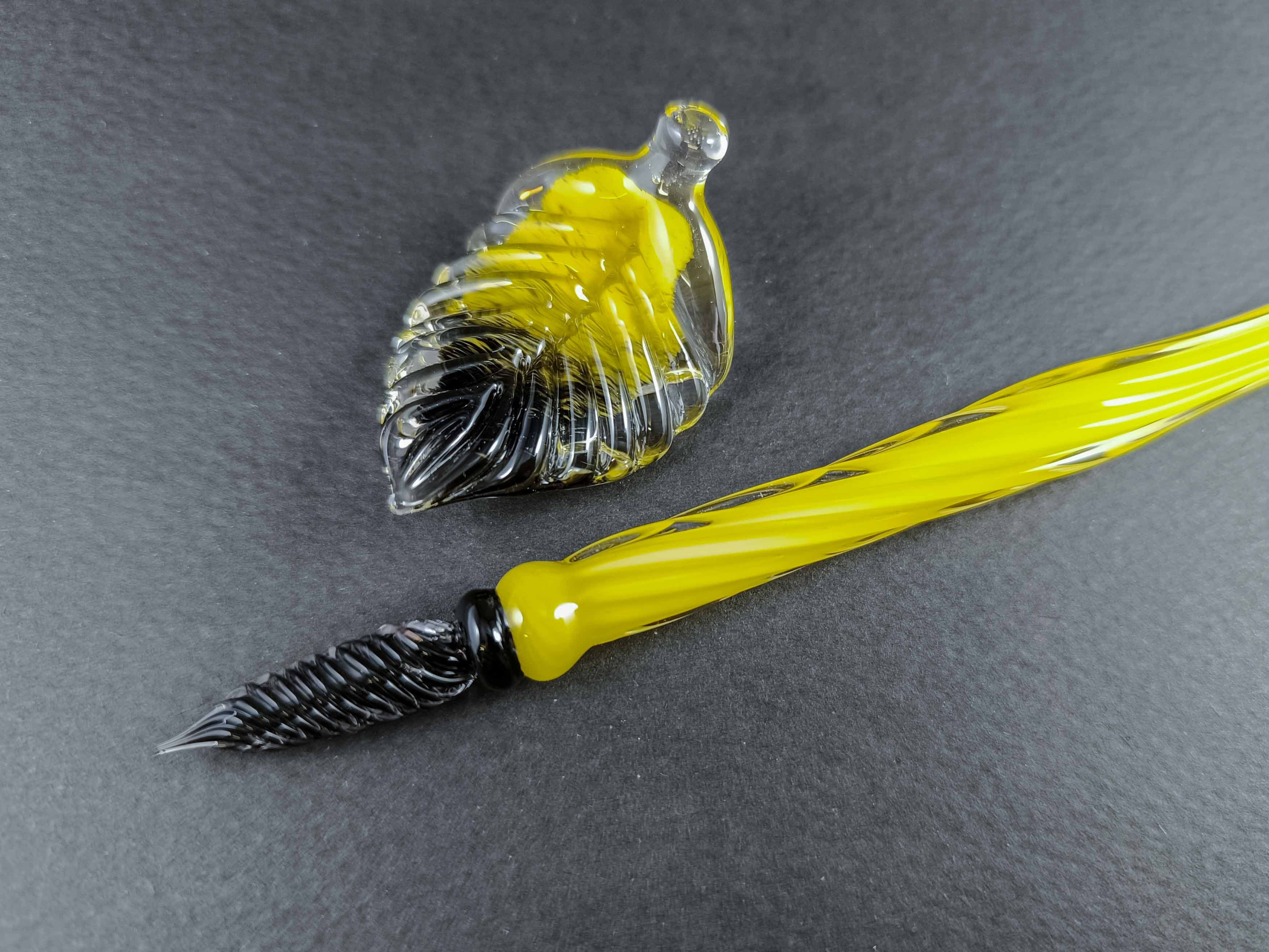 Glass Dip Pen, v058 — handmade borosilicate glass by NoccoNocco, main view, made in Greece