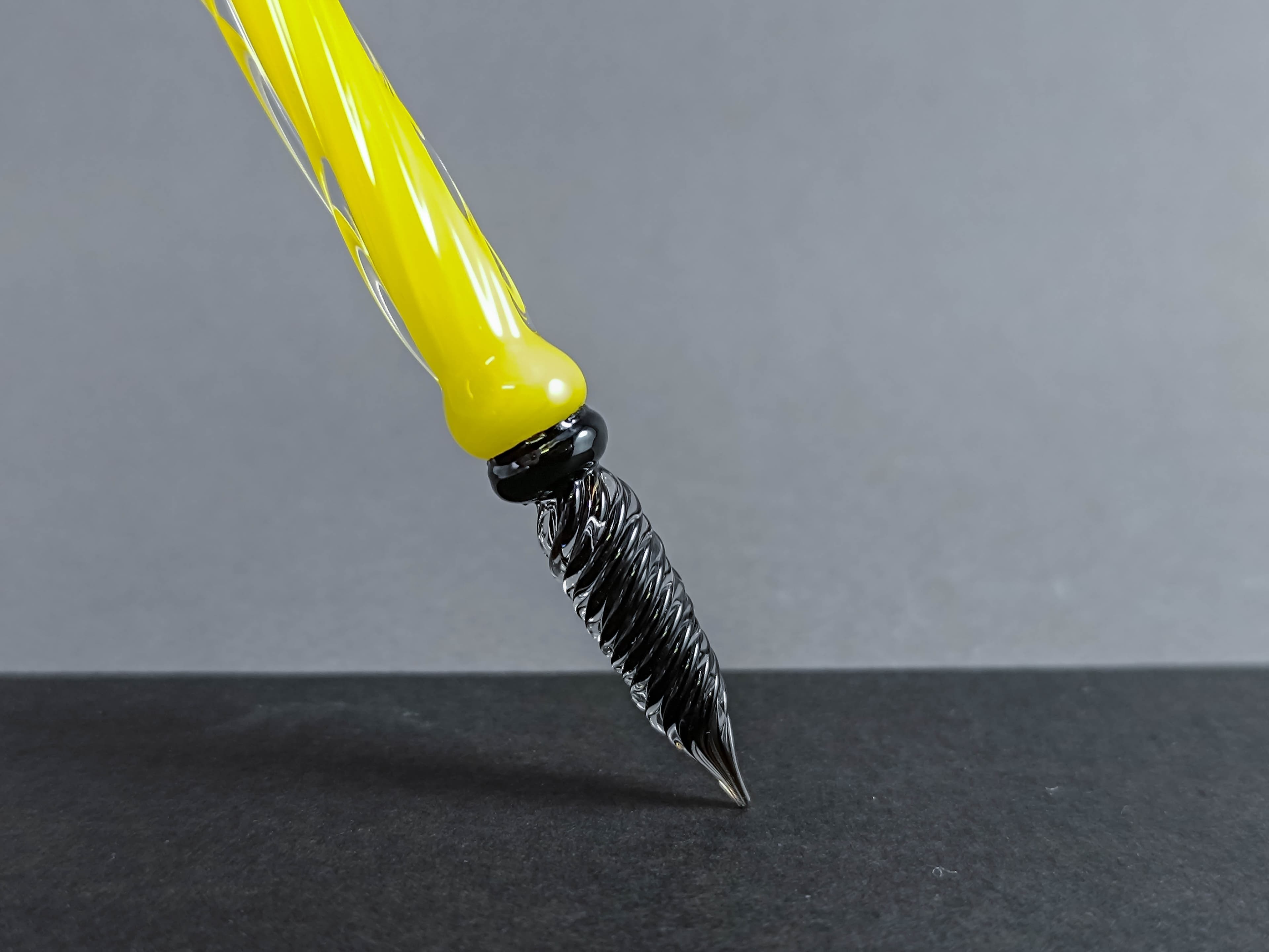 Glass Dip Pen, v058 — handmade borosilicate glass by NoccoNocco, detail view 3 of 4, made in Greece