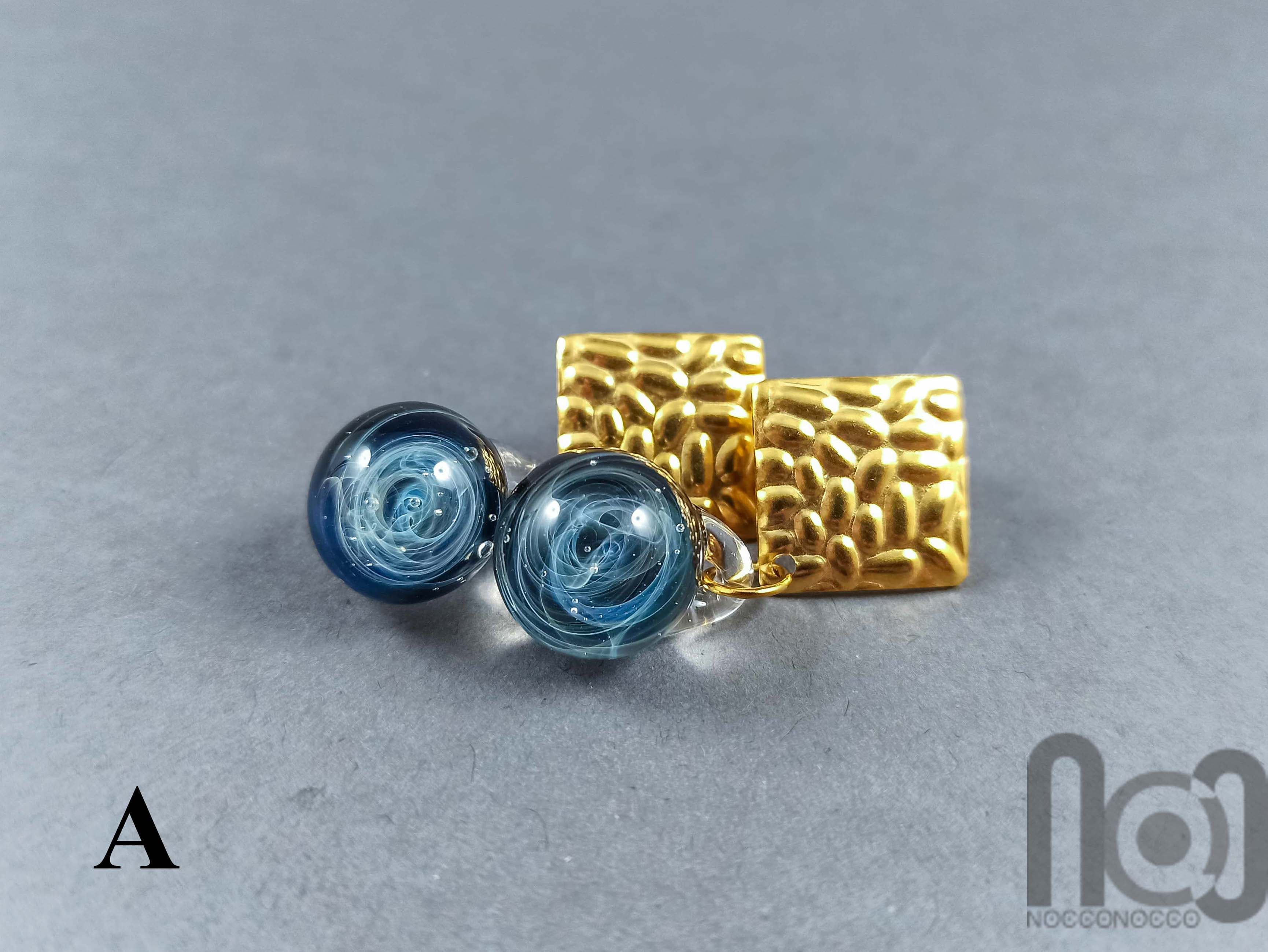 Galaxy Earrings — handmade borosilicate glass by NoccoNocco, main view, made in Greece