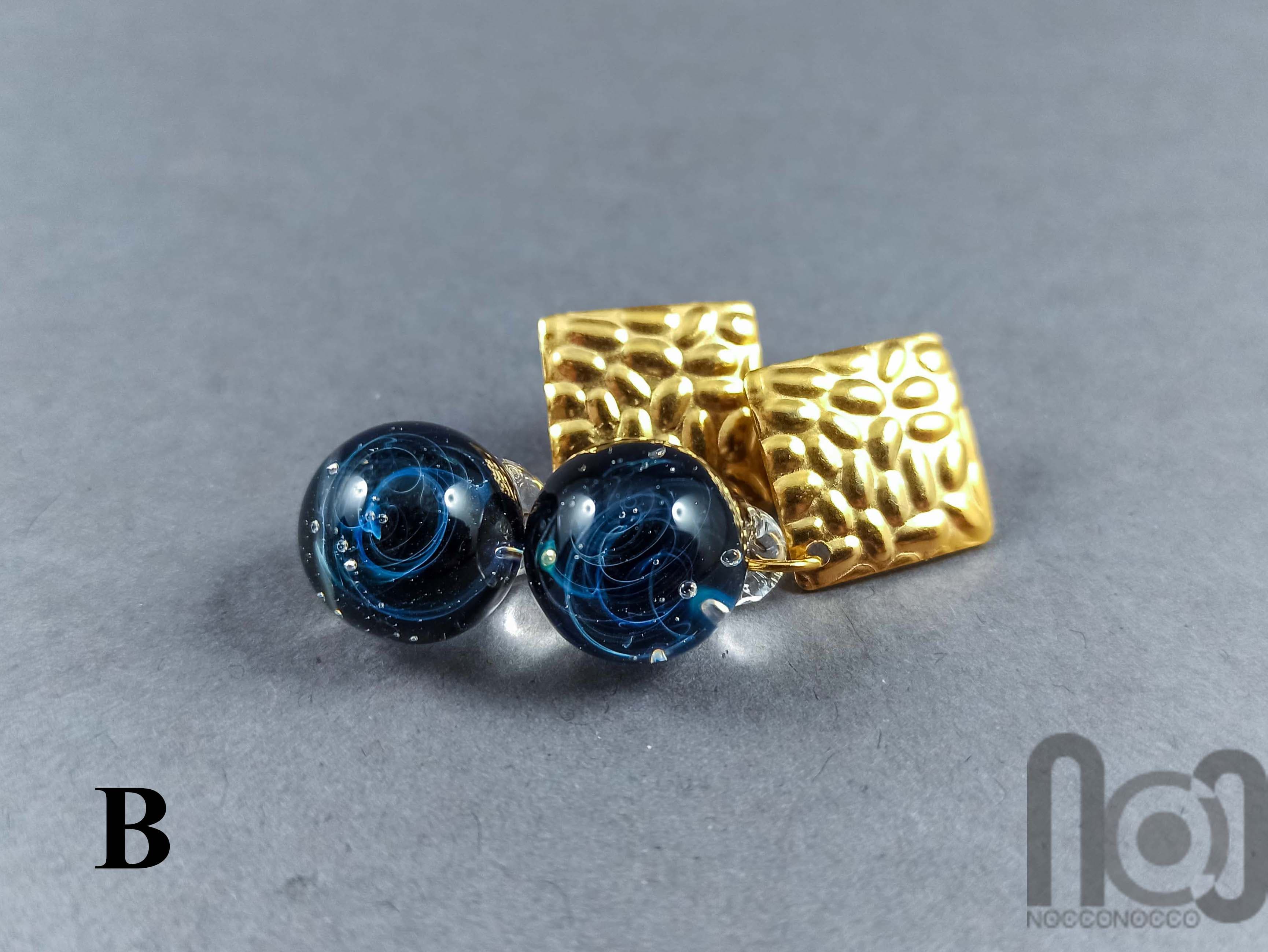 Galaxy Earrings — handmade borosilicate glass by NoccoNocco, detail view 2 of 4, made in Greece