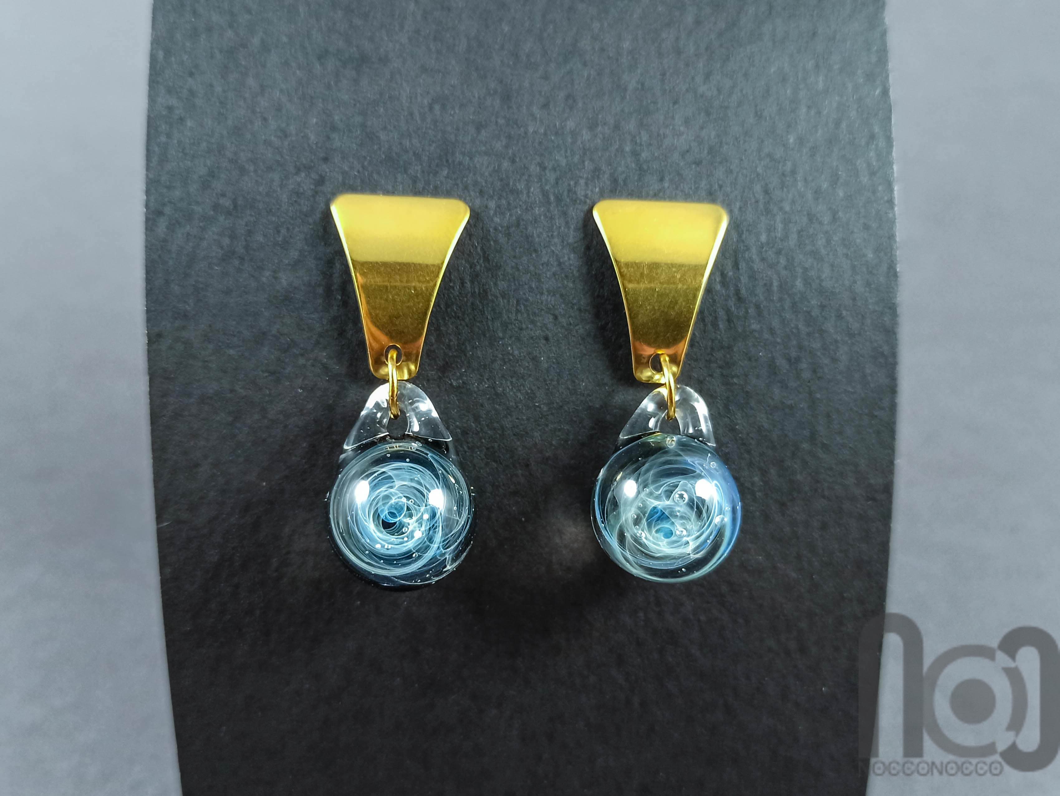 Galaxy Earrings — handmade borosilicate glass by NoccoNocco, detail view 2 of 2, made in Greece