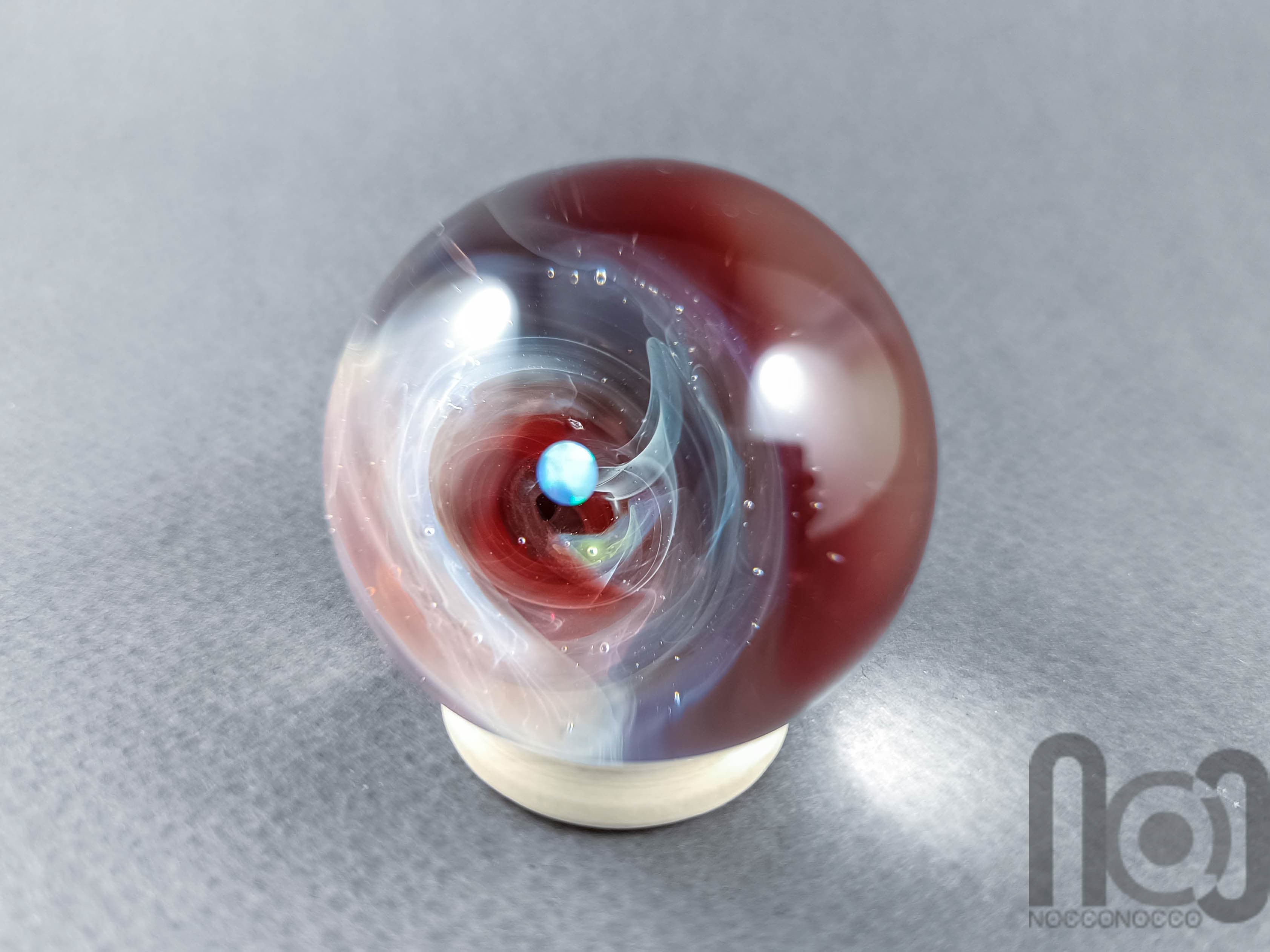 Large Galaxy Marble with Planet — handmade borosilicate glass by NoccoNocco, main view, made in Greece
