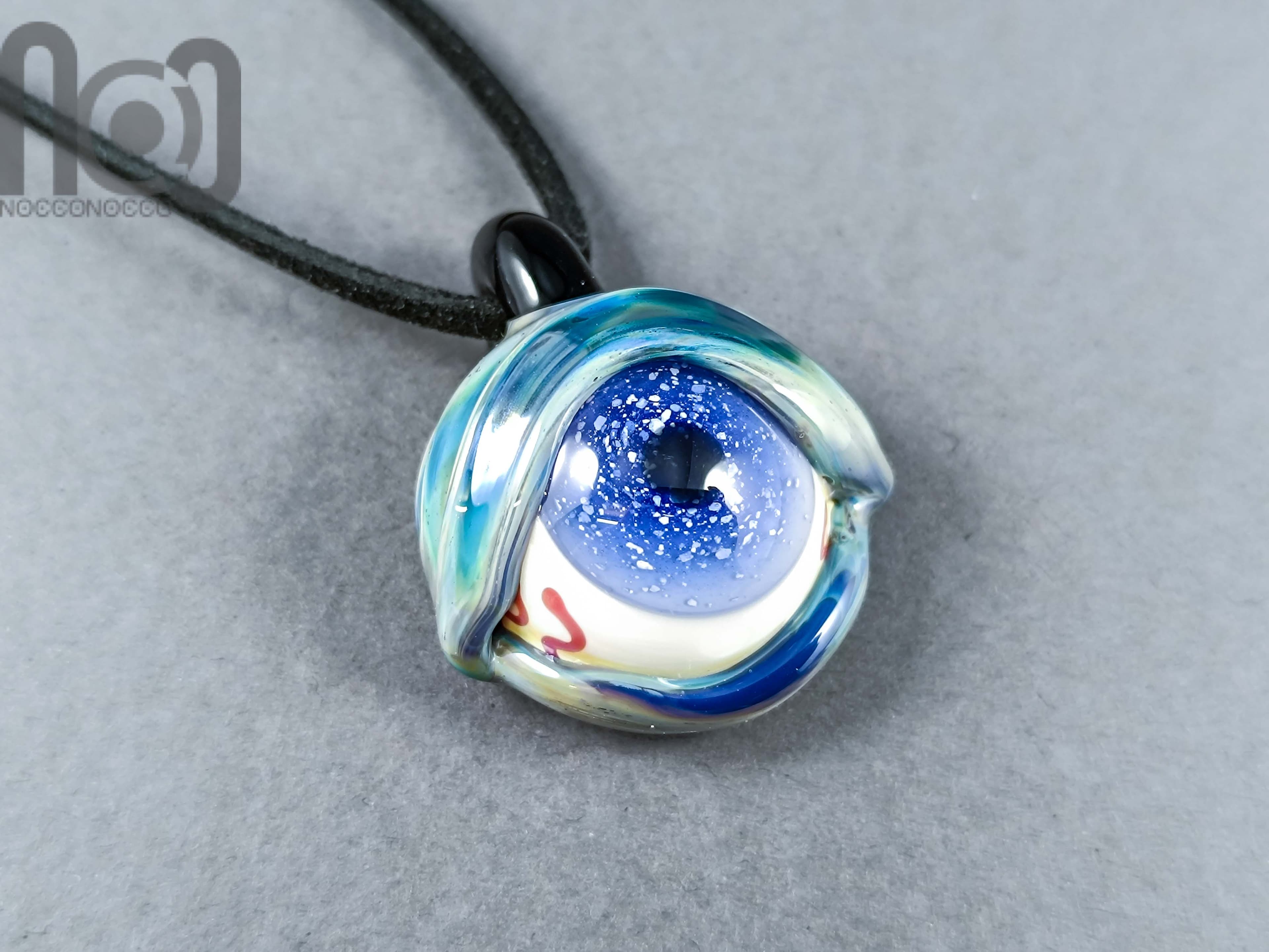 Eyeball Pendant, v321 — handmade borosilicate glass by NoccoNocco, main view, made in Greece