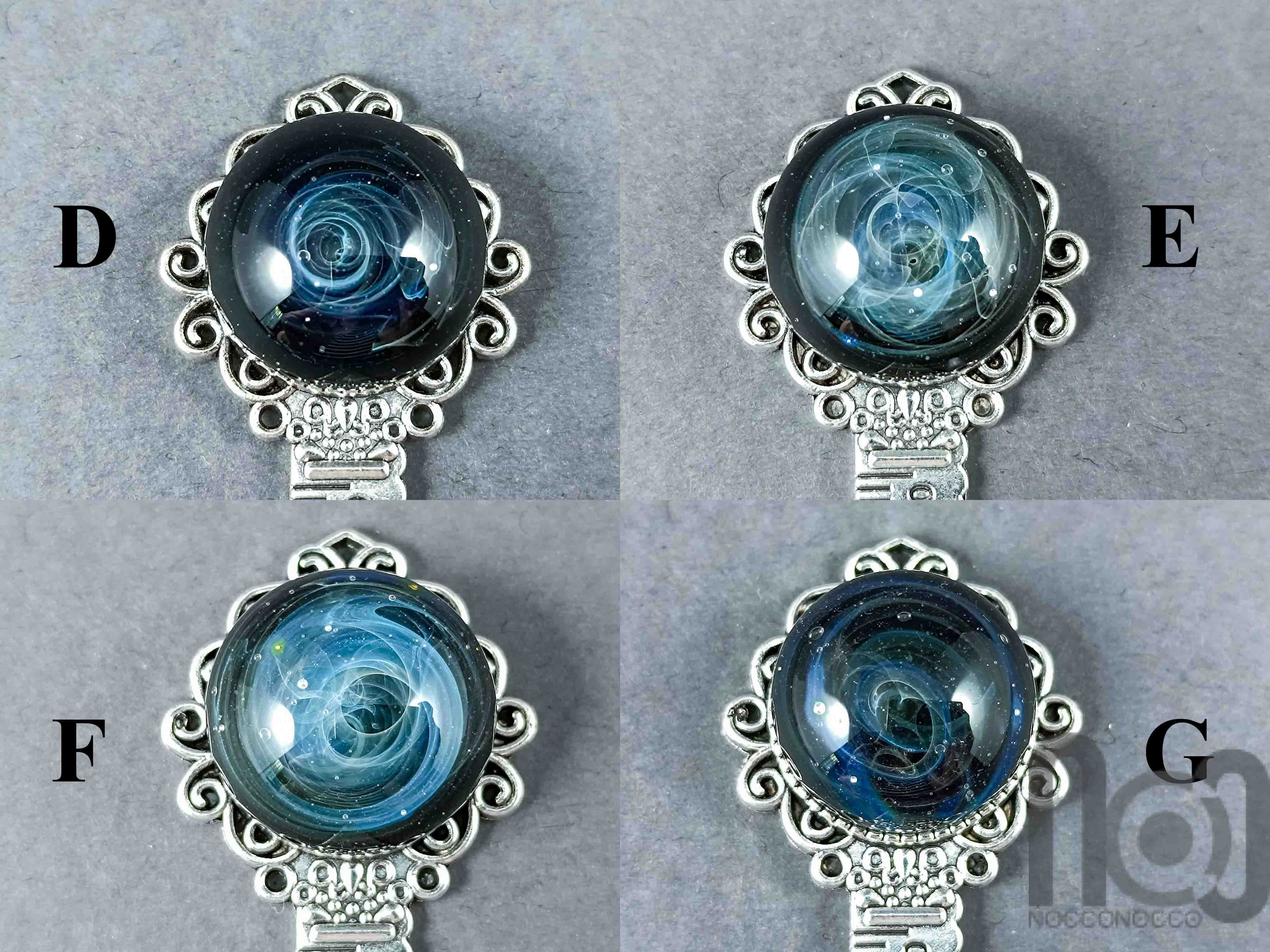 Handmade Glass Galaxy Bookmark with Ruler — handmade borosilicate glass by NoccoNocco, detail view 2 of 5, made in Greece