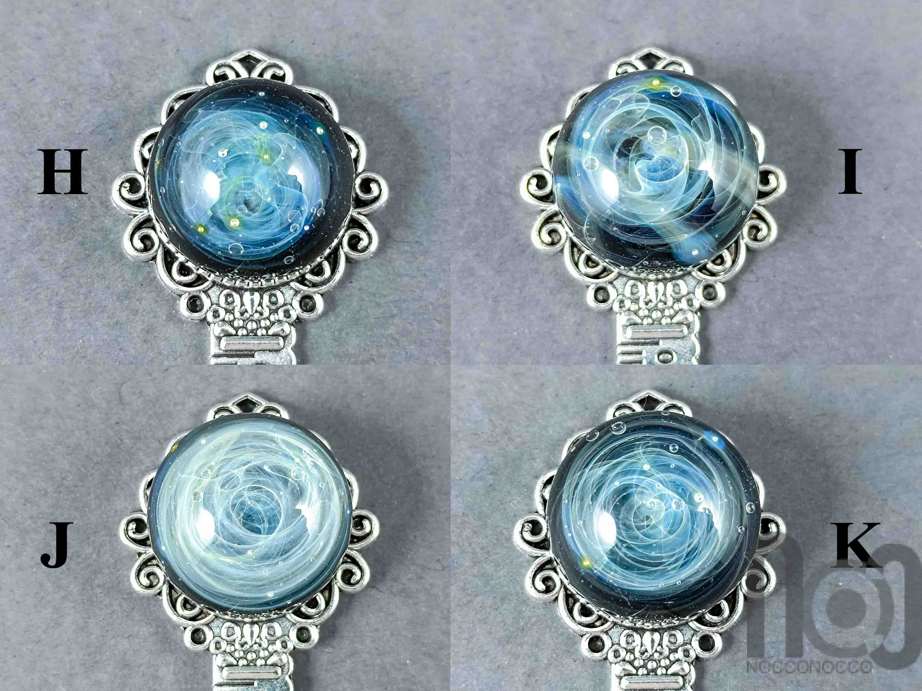 Handmade Glass Galaxy Bookmark with Ruler — handmade borosilicate glass by NoccoNocco, detail view 3 of 5, made in Greece