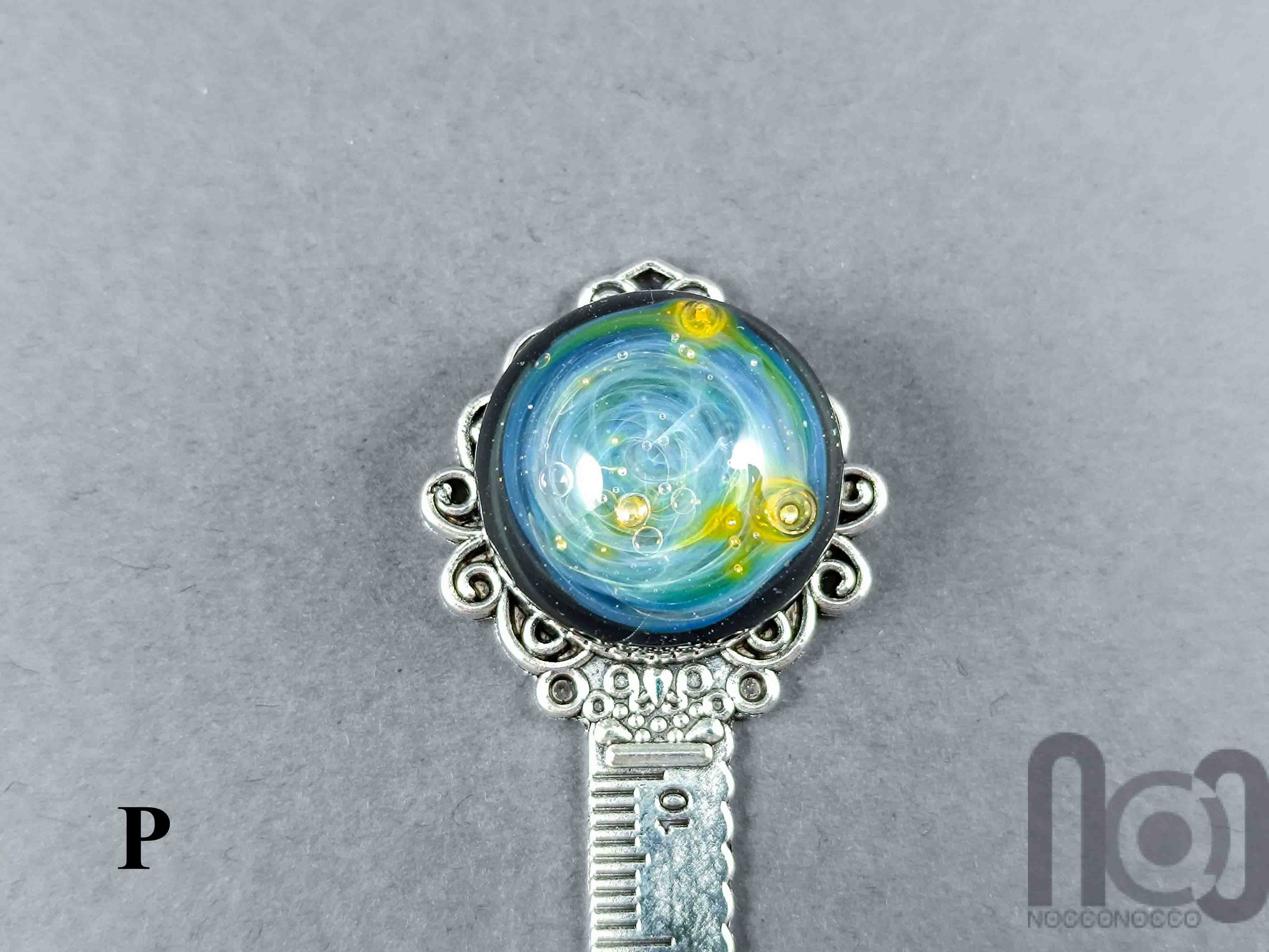 Handmade Glass Galaxy Bookmark with Ruler — handmade borosilicate glass by NoccoNocco, detail view 5 of 5, made in Greece