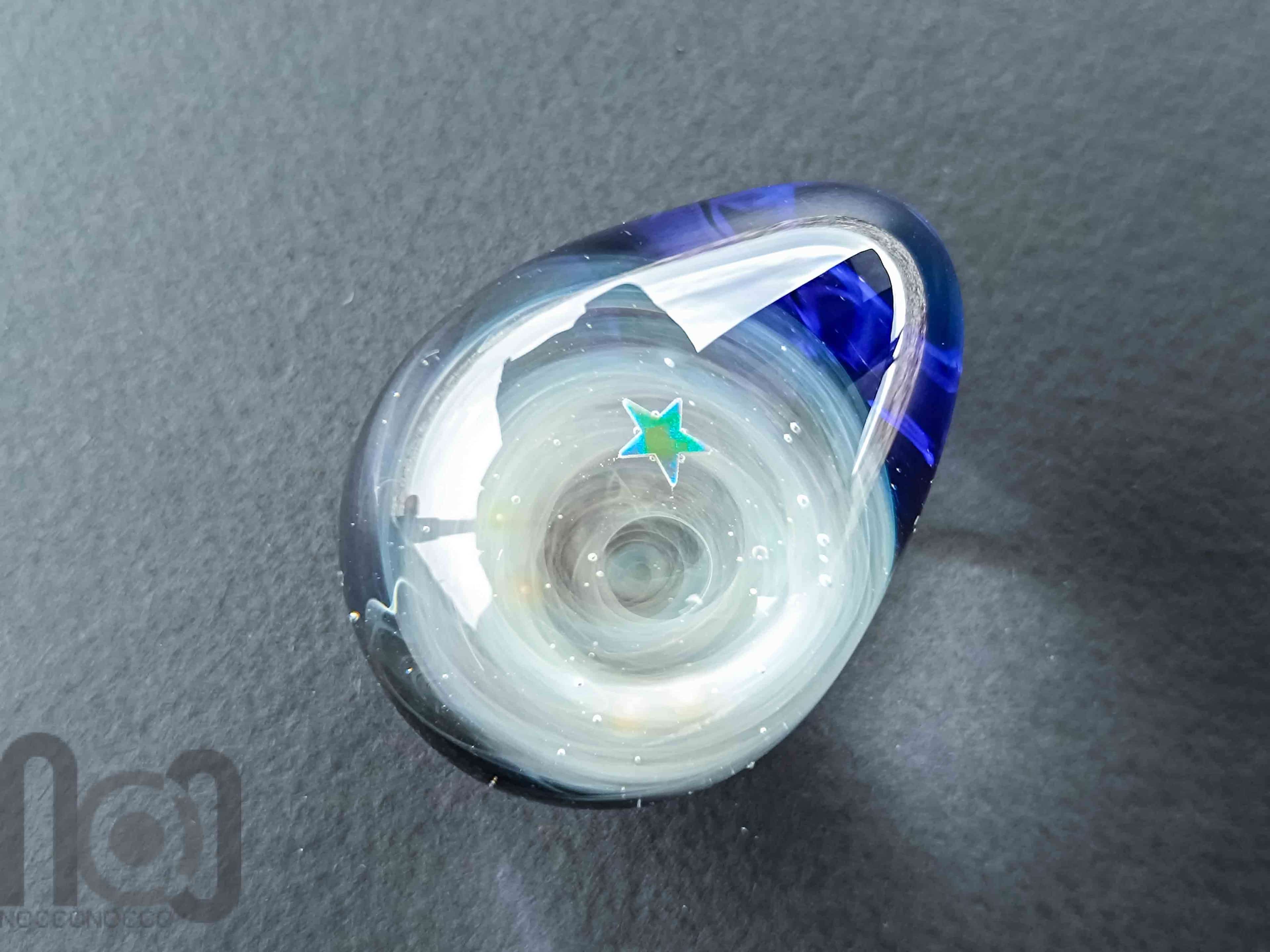 Handmade Glass Galaxy Egg with Opal Planet, v575 — handmade borosilicate glass by NoccoNocco, made in Greece