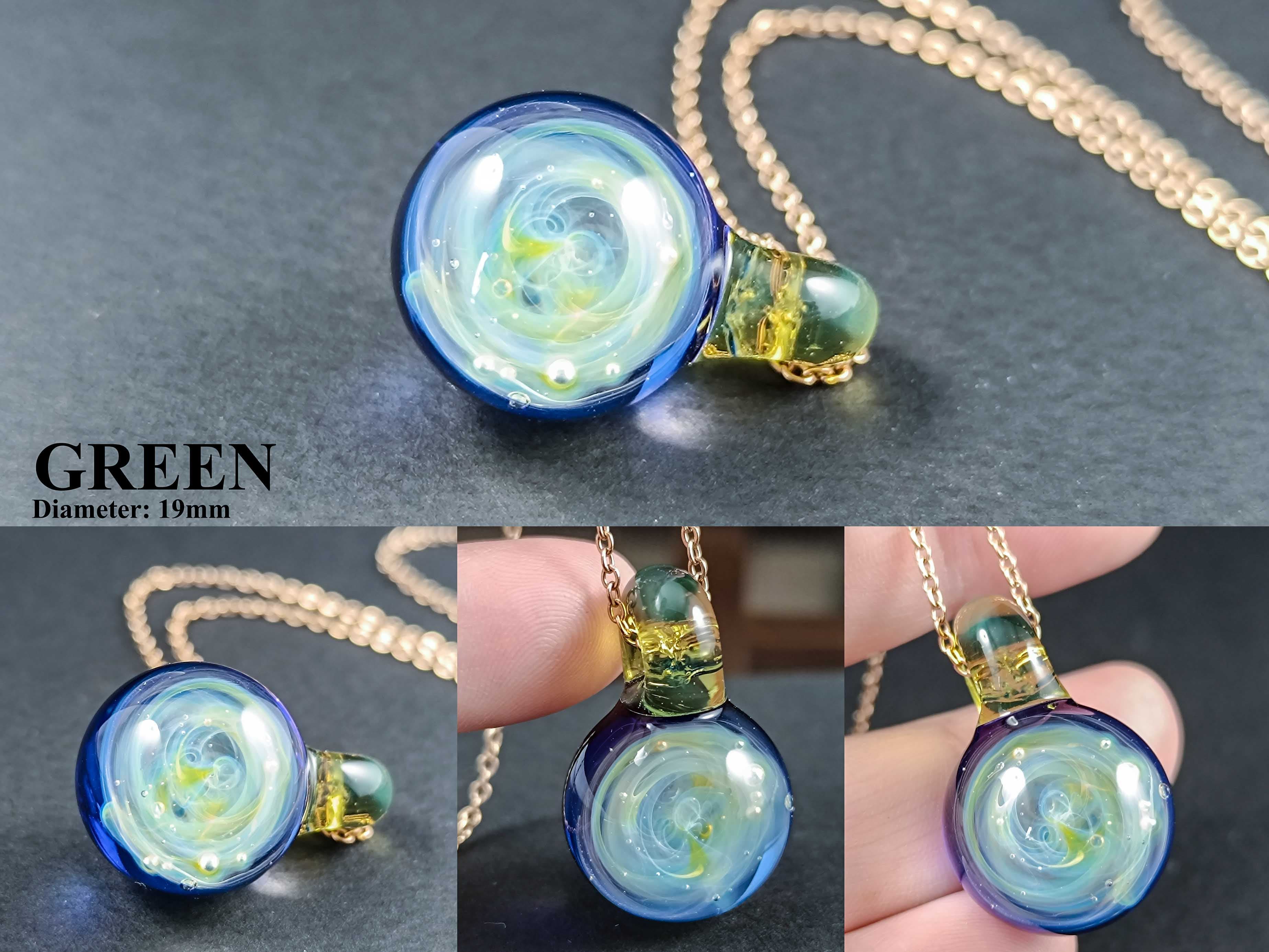 Galaxy Glass Pendant – Silver Fumed Necklace - 403 — handmade borosilicate glass by NoccoNocco, made in Greece