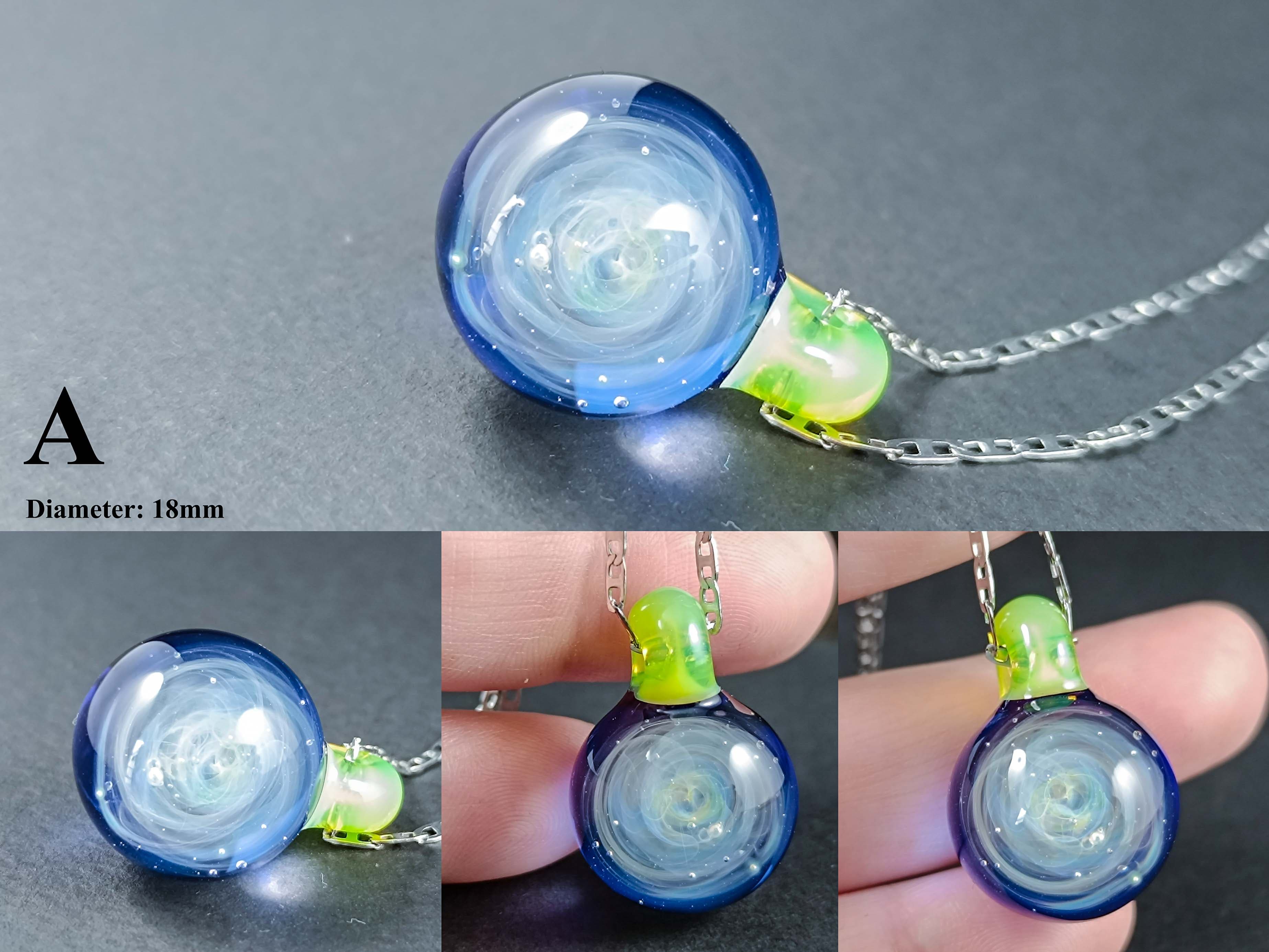 Galaxy Glass Pendant – Silver Fumed Necklace - 409 — handmade borosilicate glass by NoccoNocco, made in Greece