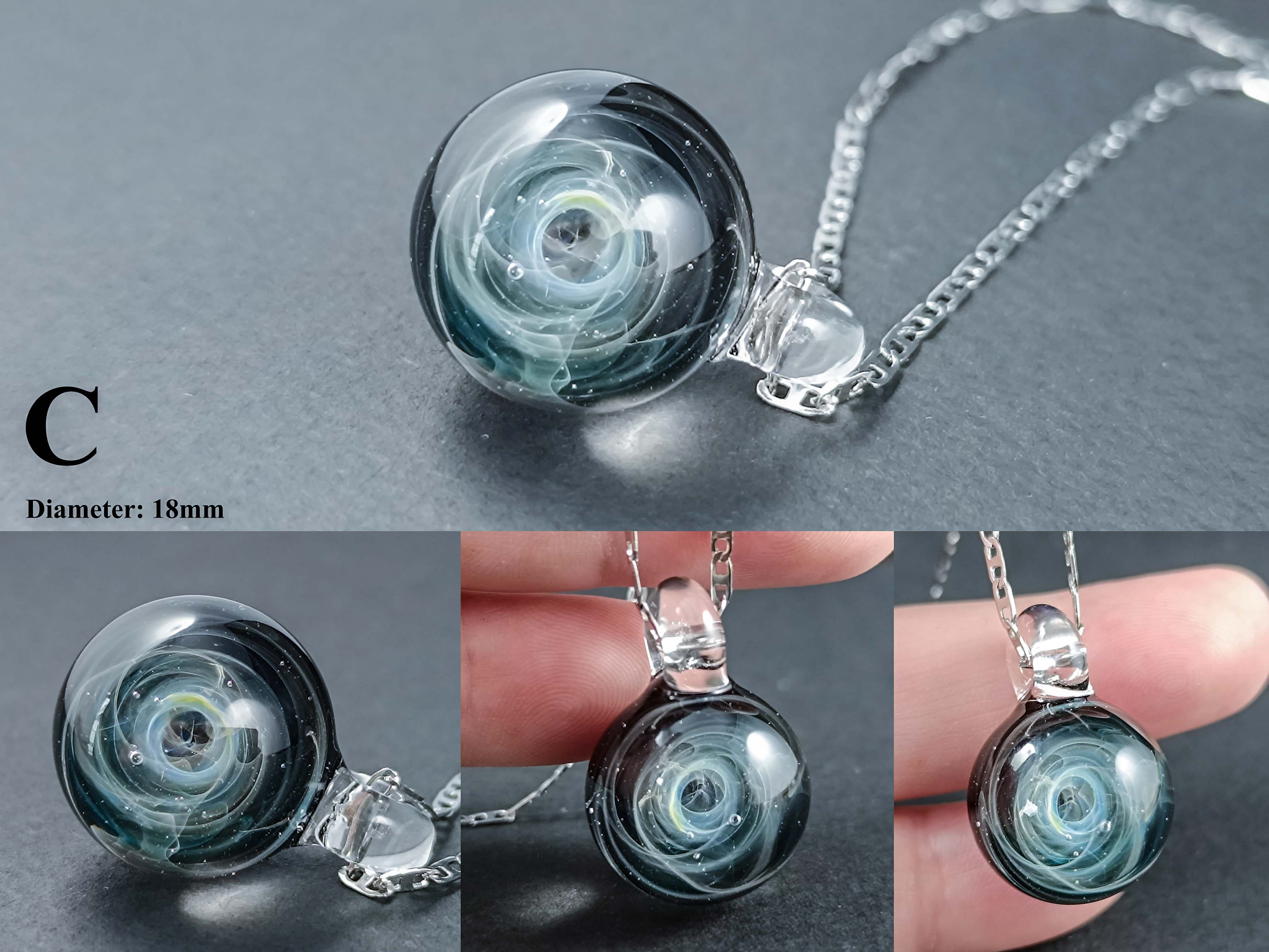 Galaxy Glass Pendant – Silver Fumed Necklace - 411 — handmade borosilicate glass by NoccoNocco, made in Greece