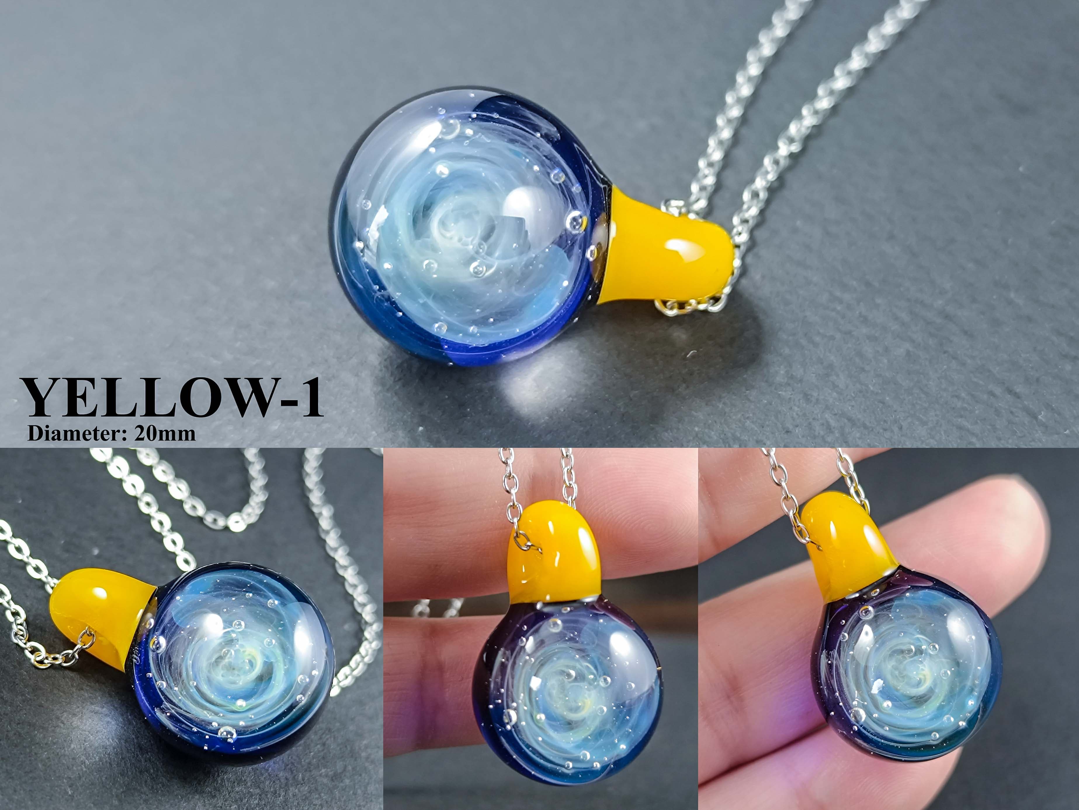 Galaxy Glass Pendant – Silver Fumed Necklace - 413 — handmade borosilicate glass by NoccoNocco, made in Greece