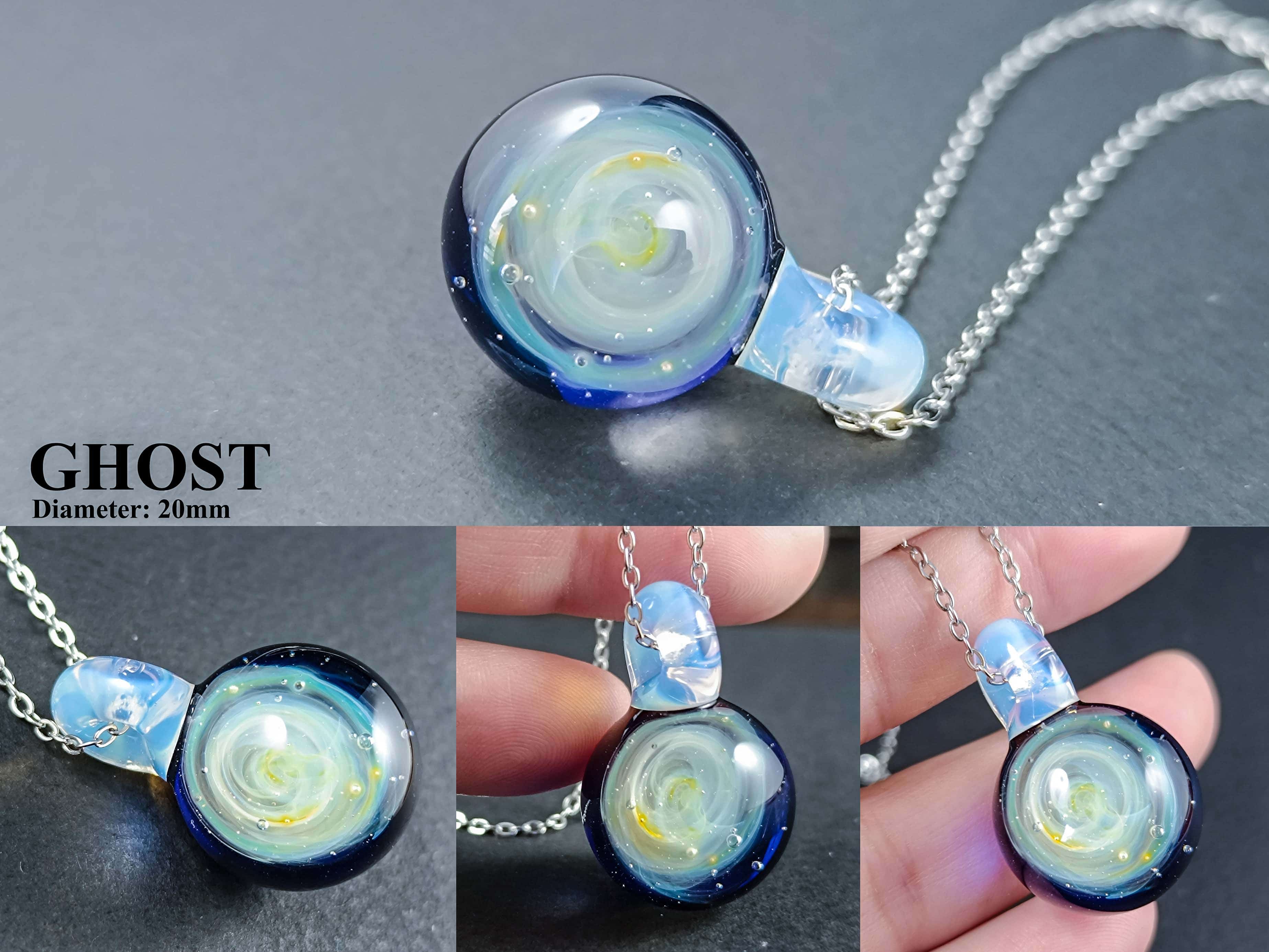 Galaxy Glass Pendant – Silver Fumed Necklace - 412 — handmade borosilicate glass by NoccoNocco, made in Greece
