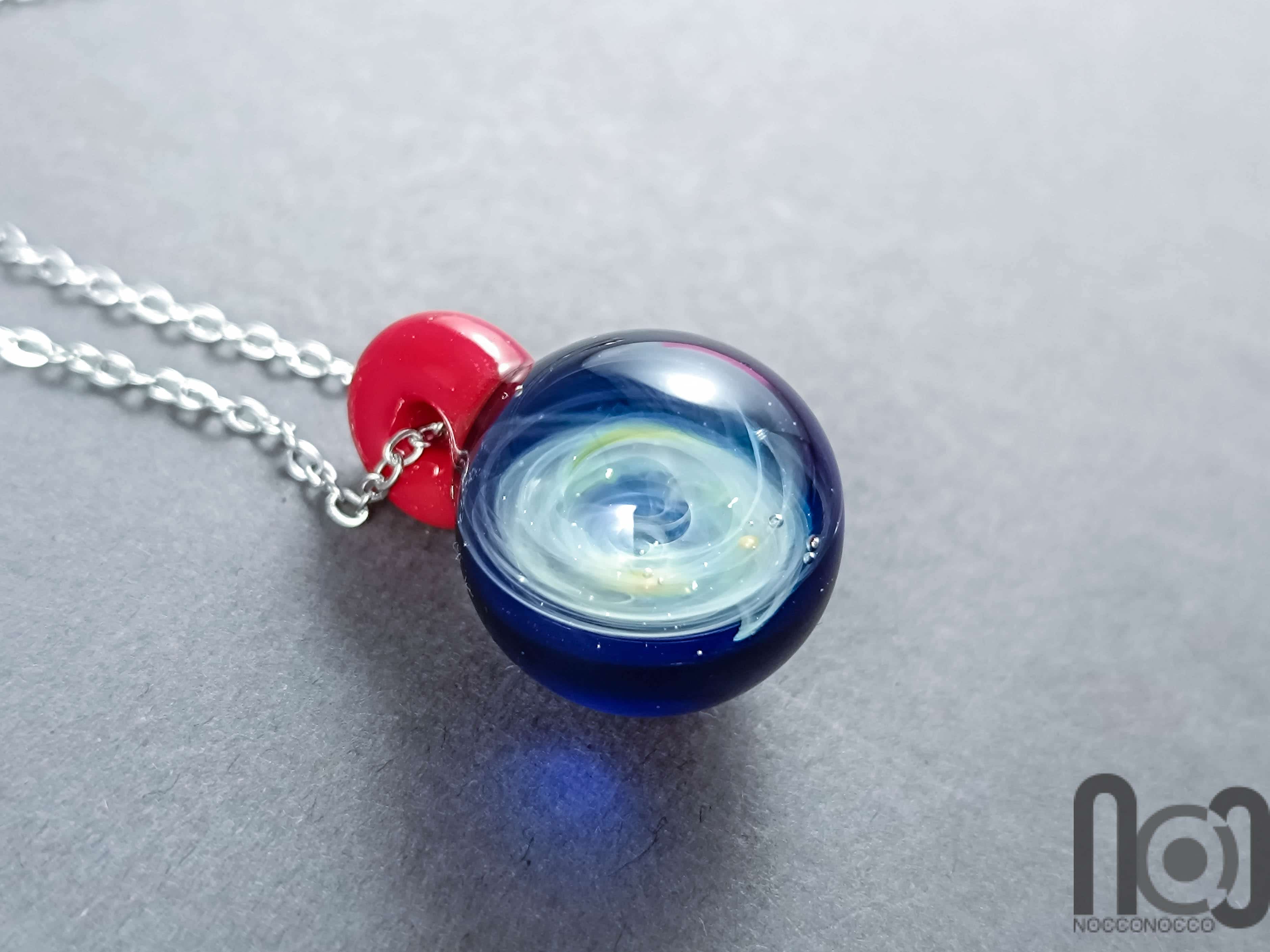 Galaxy Glass Pendant – Silver Fumed Necklace - 399 — handmade borosilicate glass by NoccoNocco, made in Greece