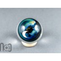 Silver Fumed Galaxy Marble with a Planet, v514