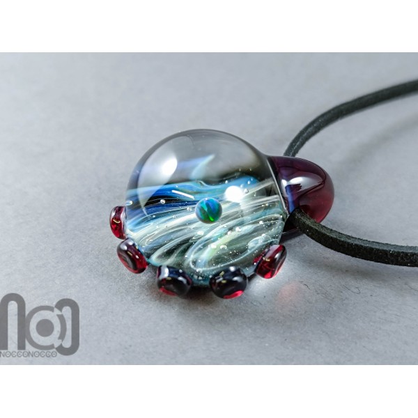 Heady Glass Galaxy Pendant with Opal Planet, v327