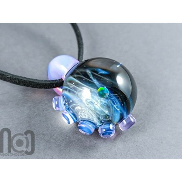 Heady Glass Galaxy Pendant with Opal Planet, v331