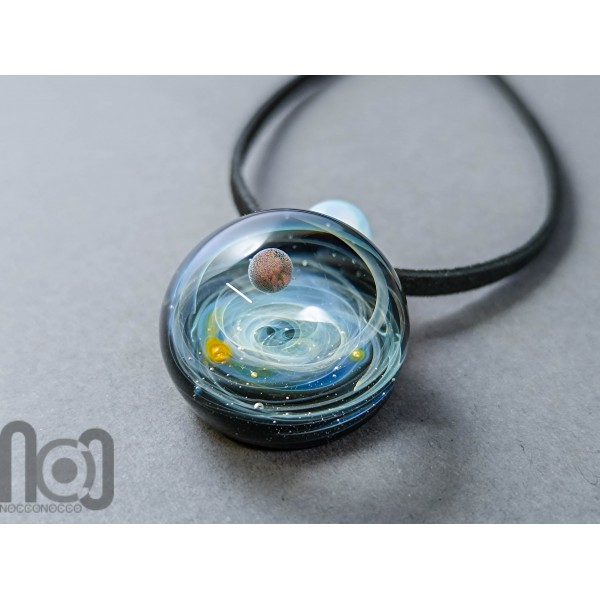 Heady Glass Galaxy Pendant with Opal Planet, v334