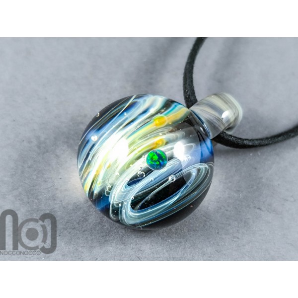 Heady Glass Galaxy Pendant with Opal Planet, v335