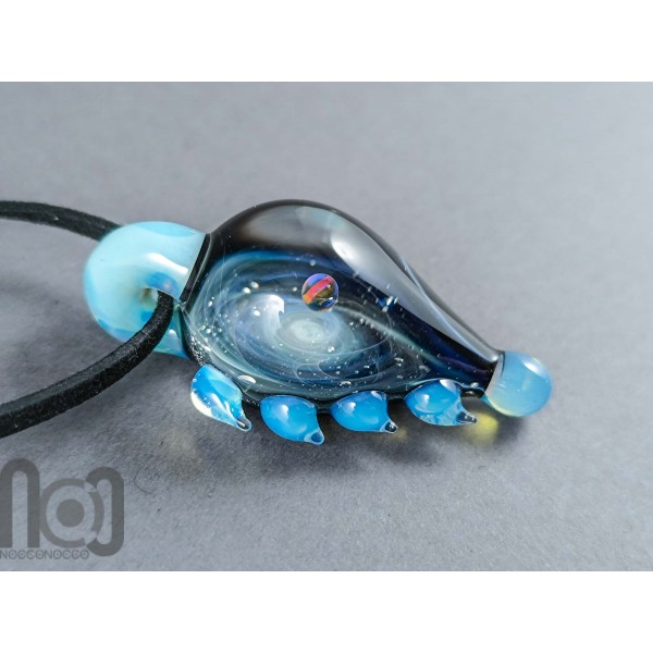 Galaxy Glass Pendant with Floating Opal, v337